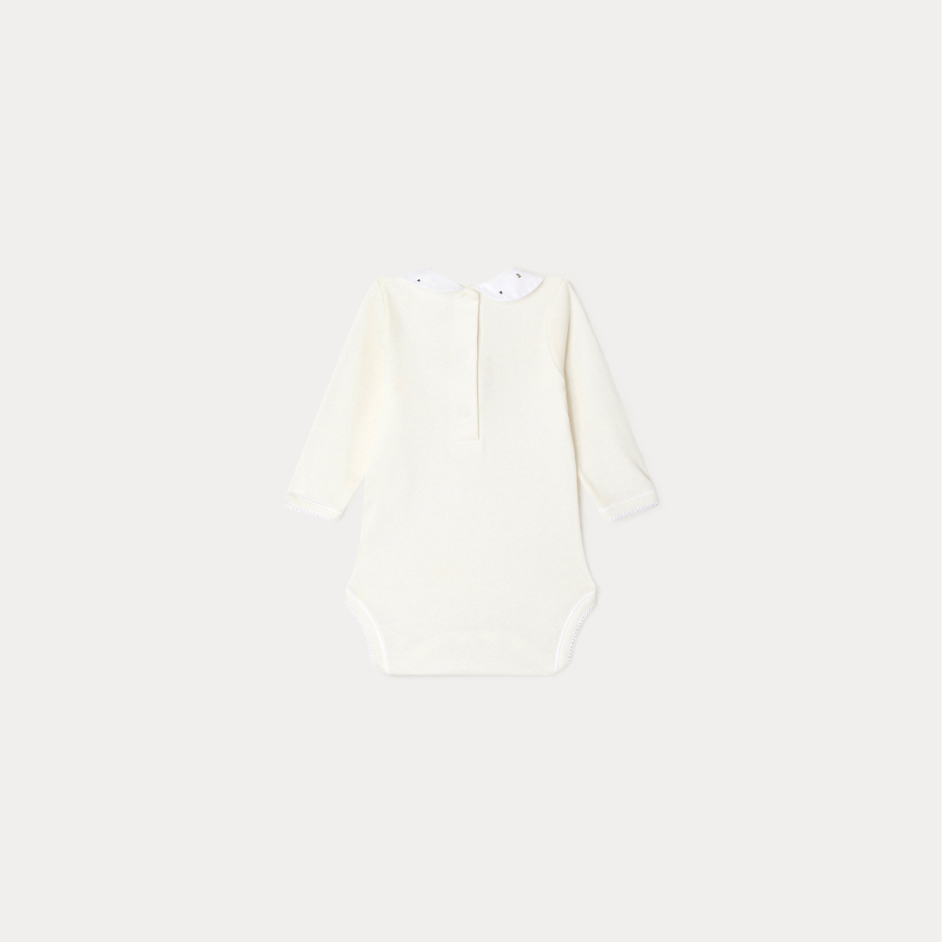 Baby Girls White Cotton Babysuit