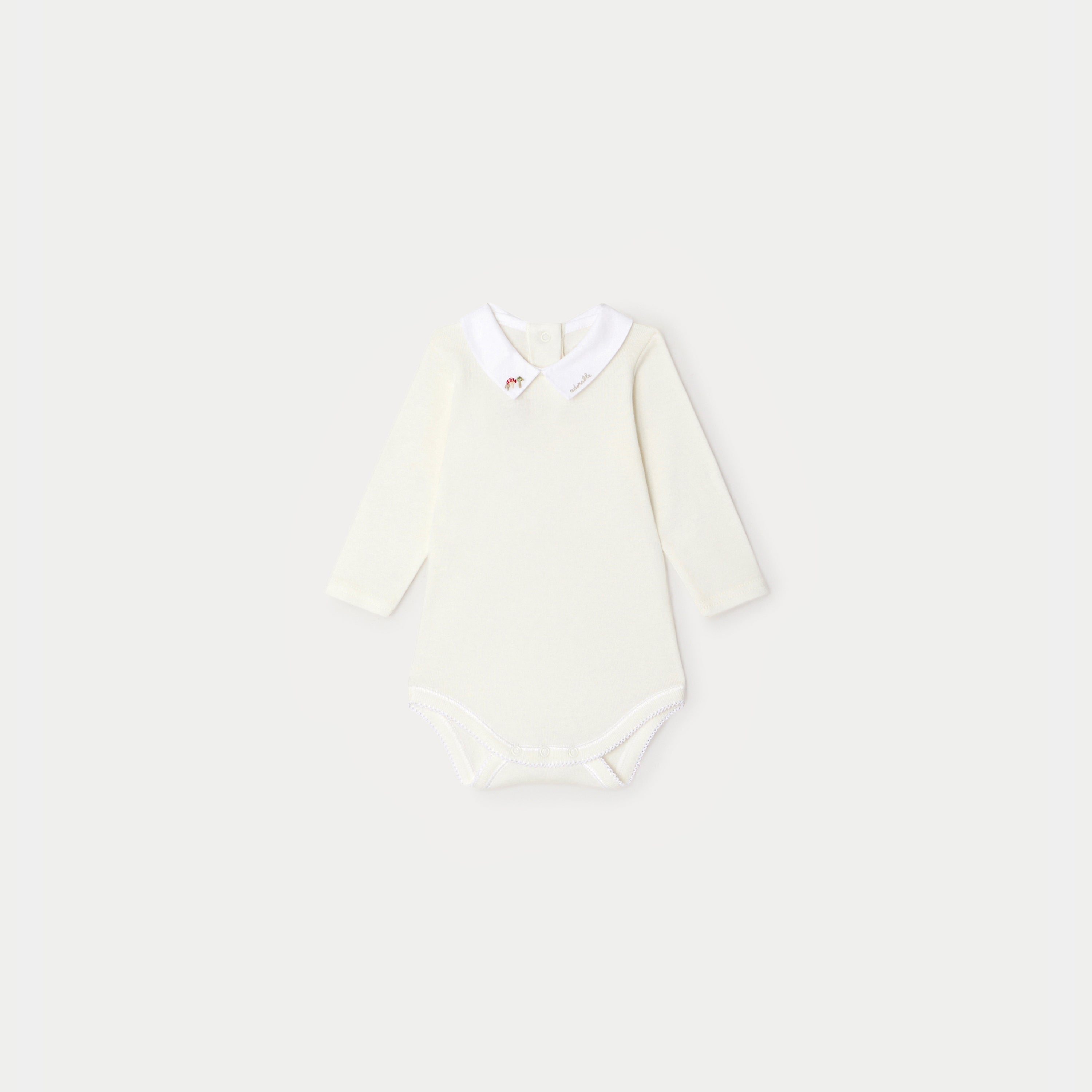 Baby Girls White Cotton Babysuit