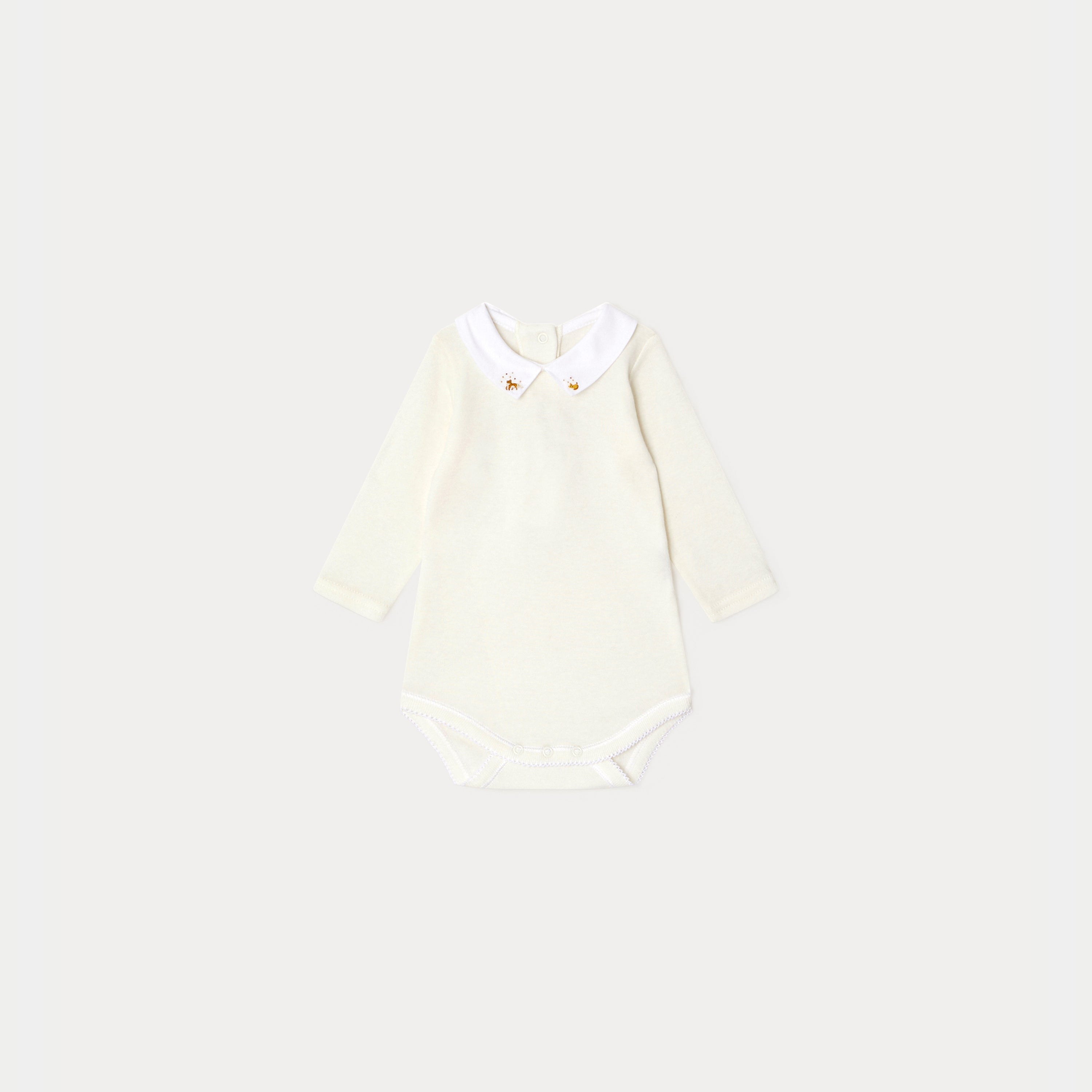 Baby Girls White Cotton Babysuit