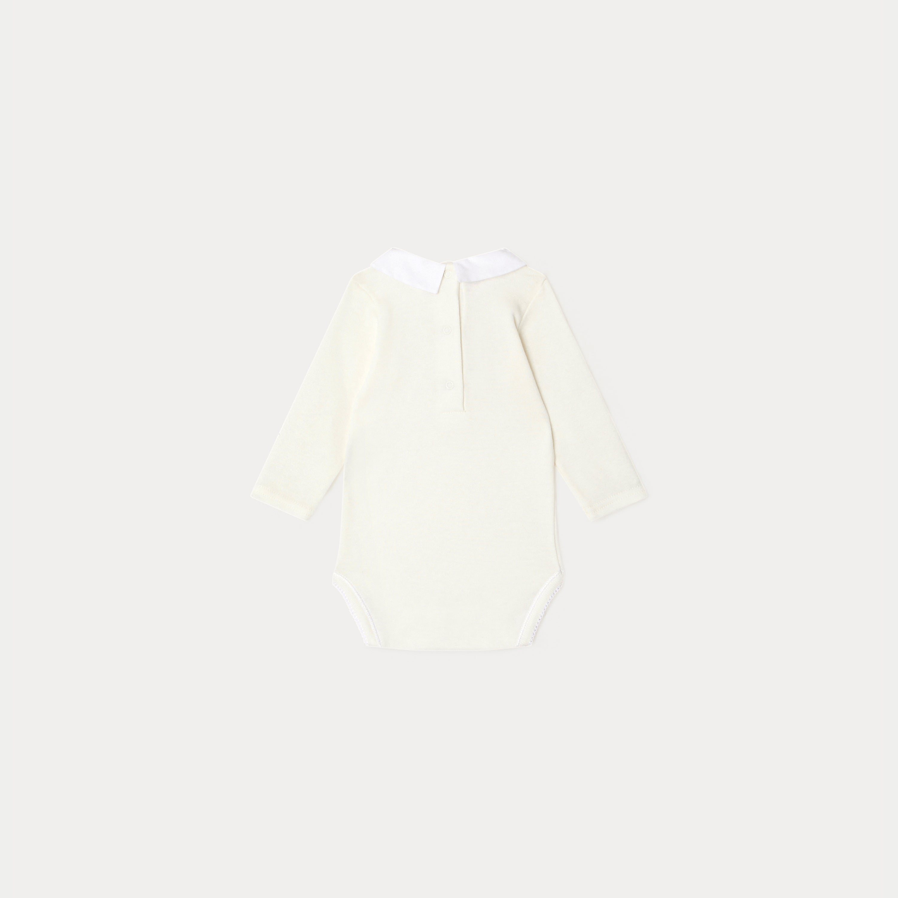 Baby Girls White Cotton Babysuit
