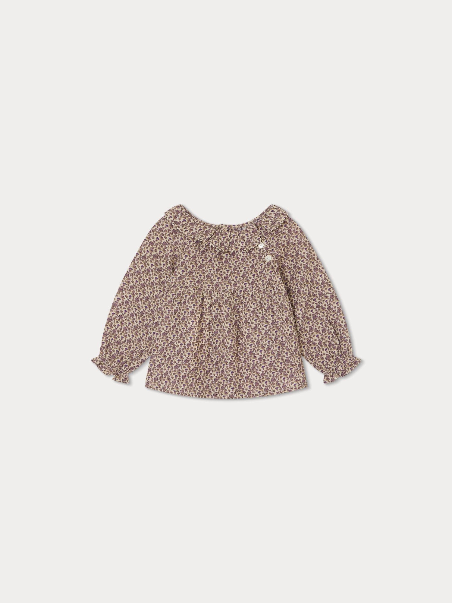 Baby Girls Beige Floral Cotton Top
