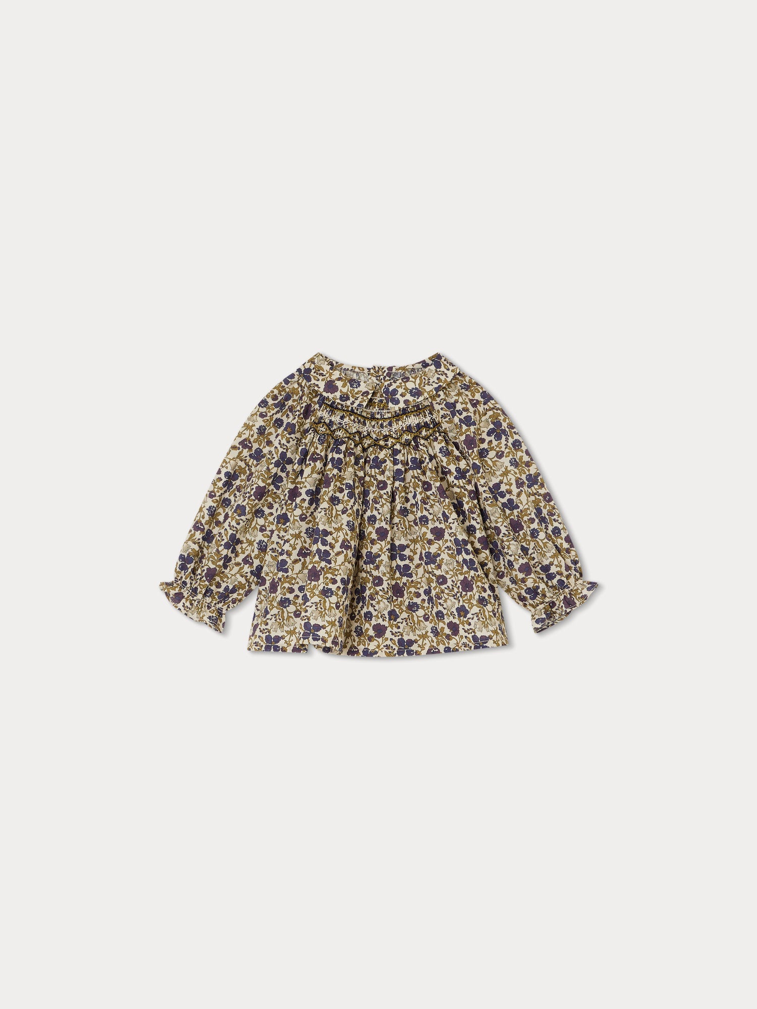 Baby Girls Beige Floral Cotton Top