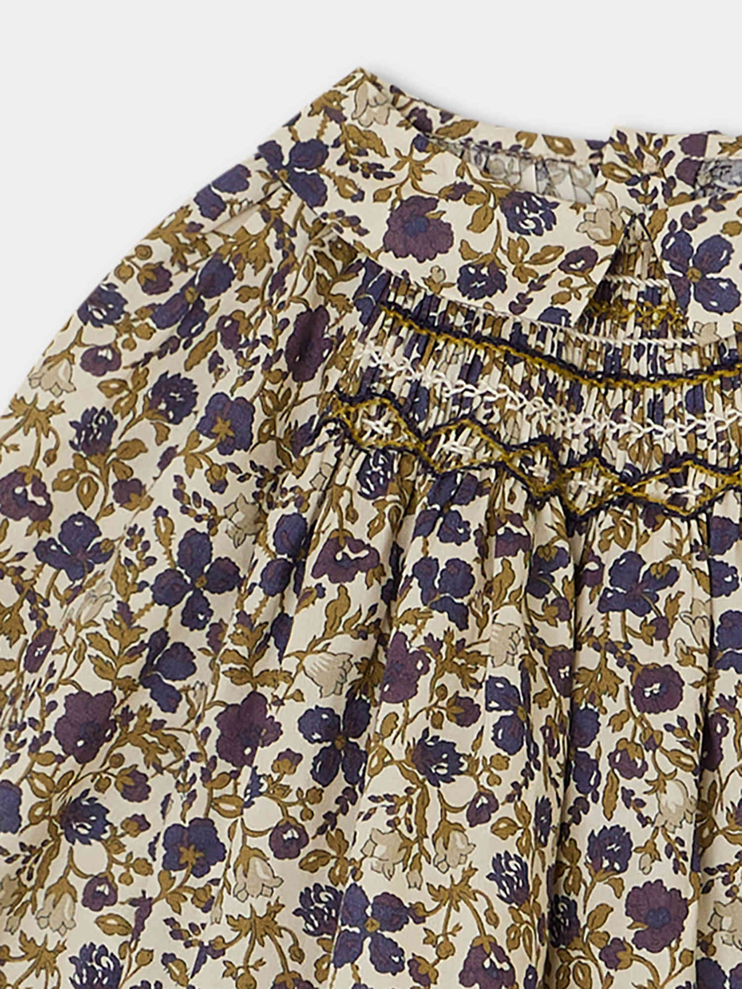 Baby Girls Beige Floral Cotton Top