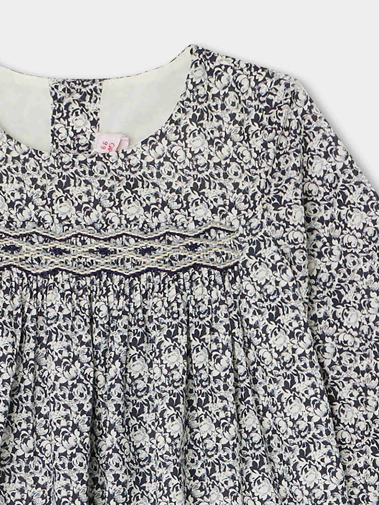 Baby Girls Navy Floral Cotton Dress
