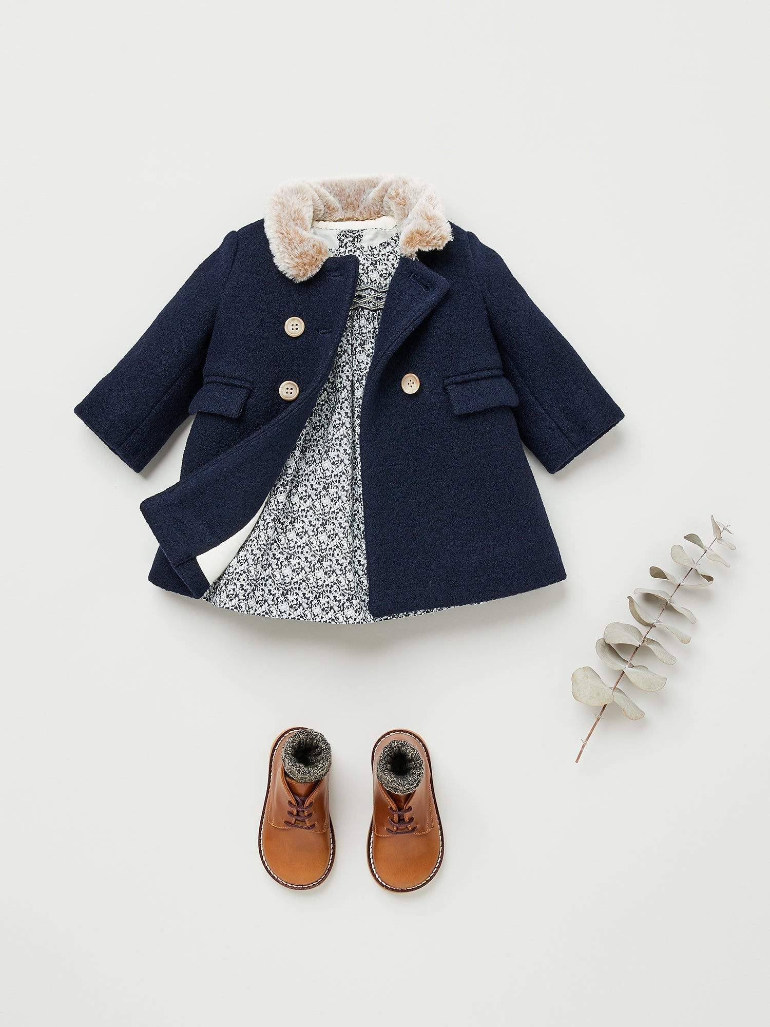 Baby Girls Navy Wool Coat