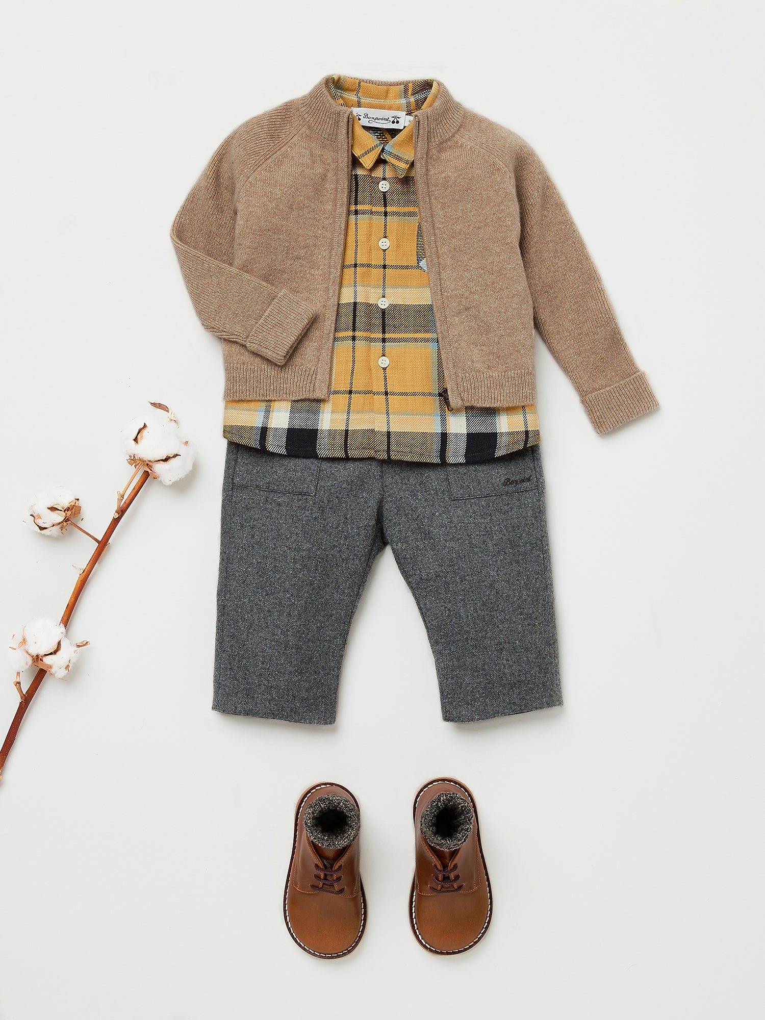 Baby Boys Grey Wool Trousers
