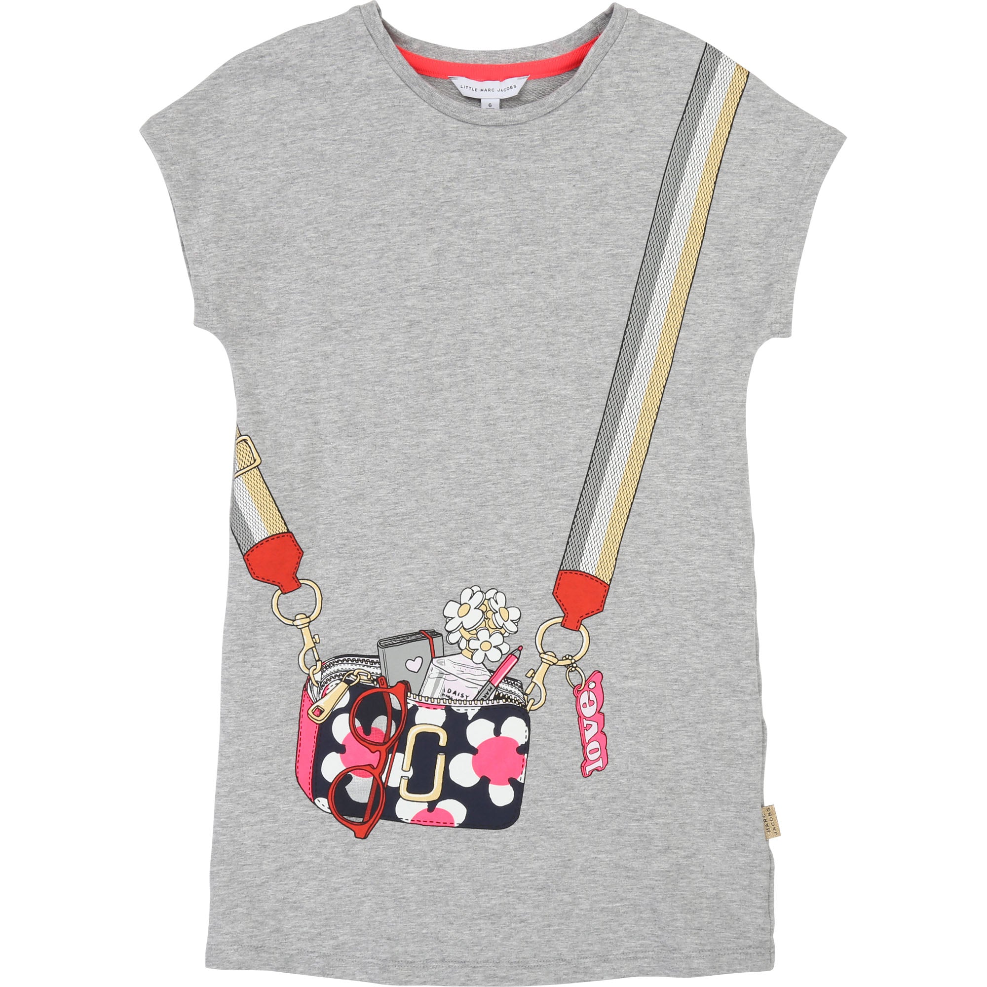 Girls Gray Printed Cotton Dress