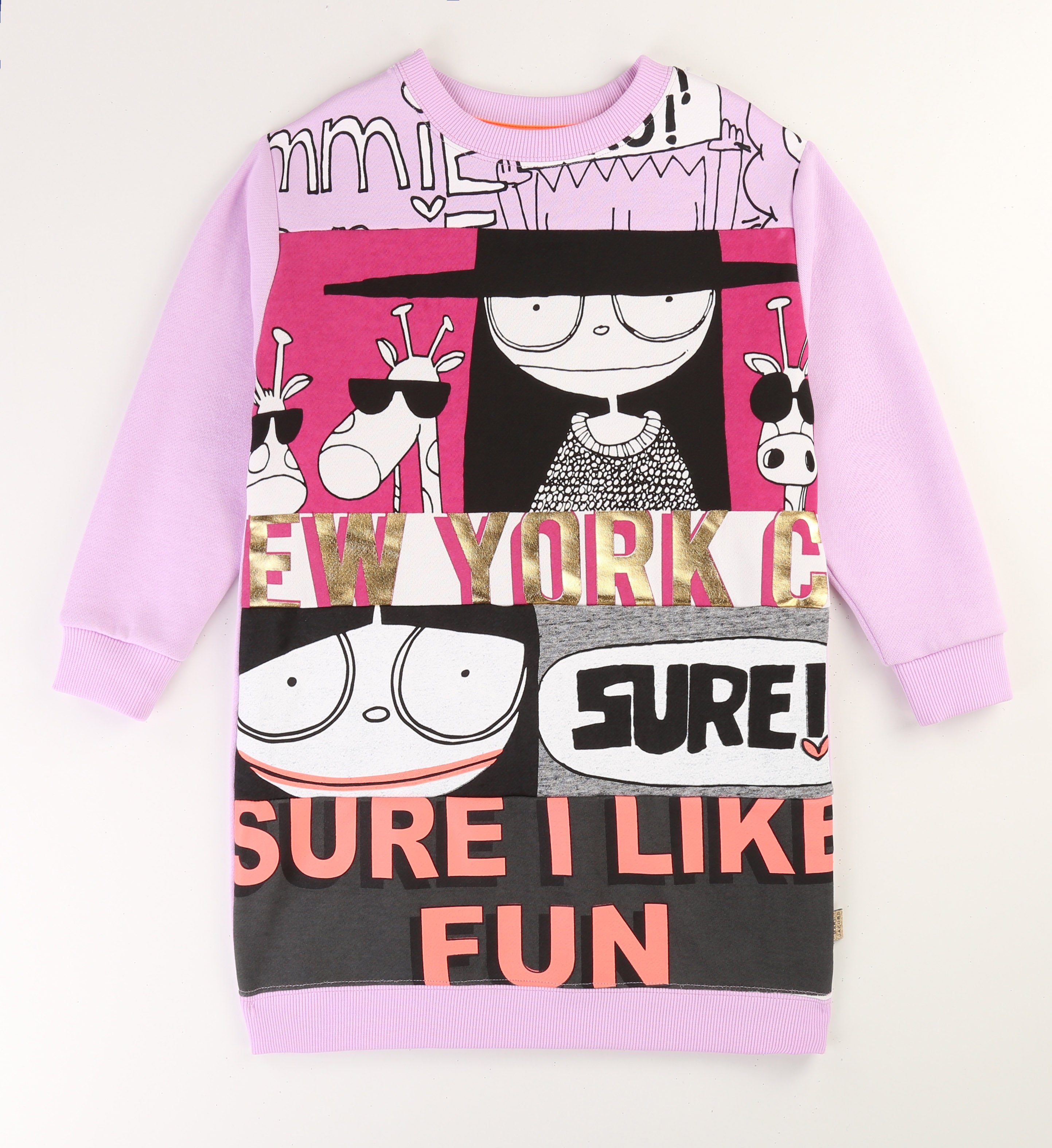 Girls Pink Printing Cotton Dress