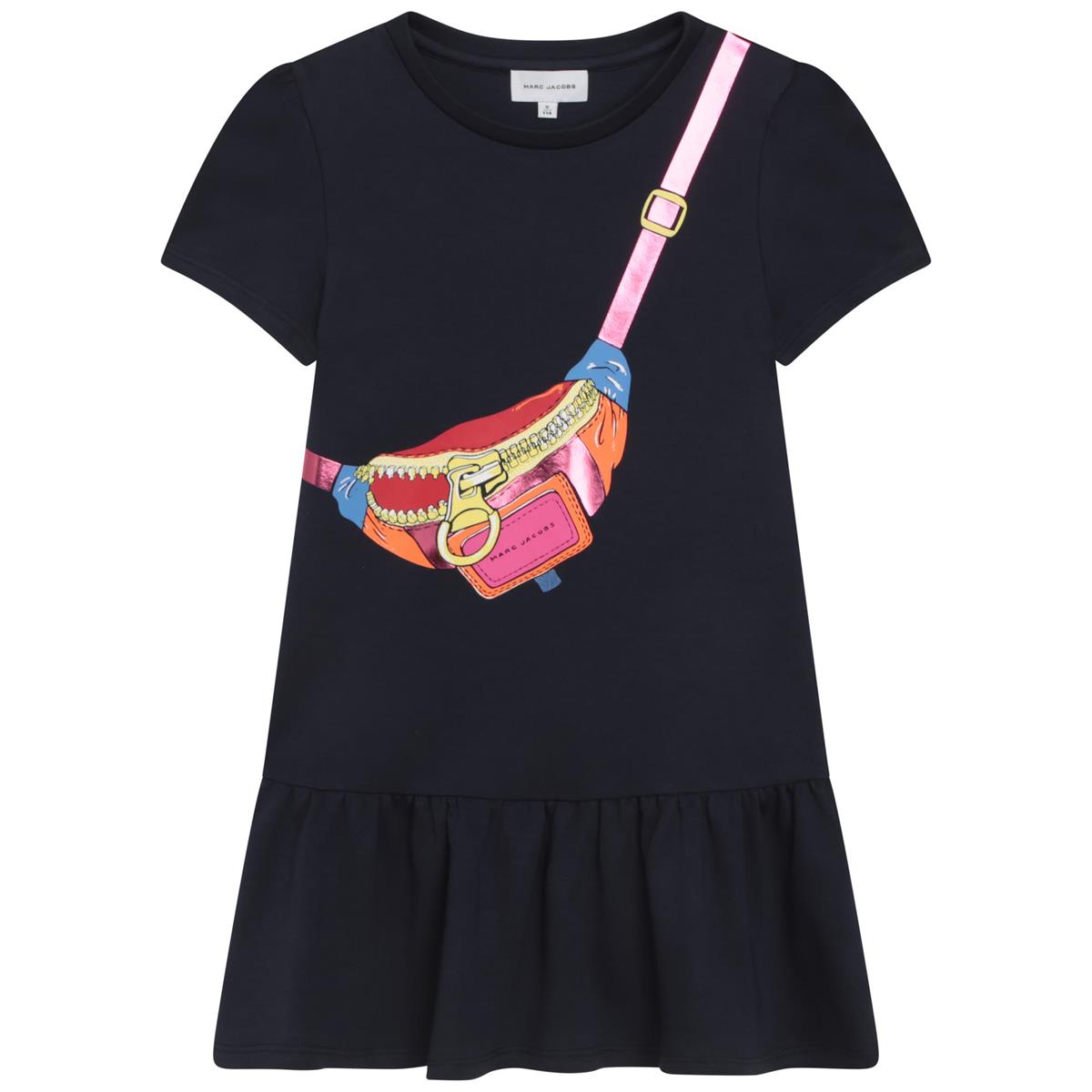 Girls Navy Printed Dress