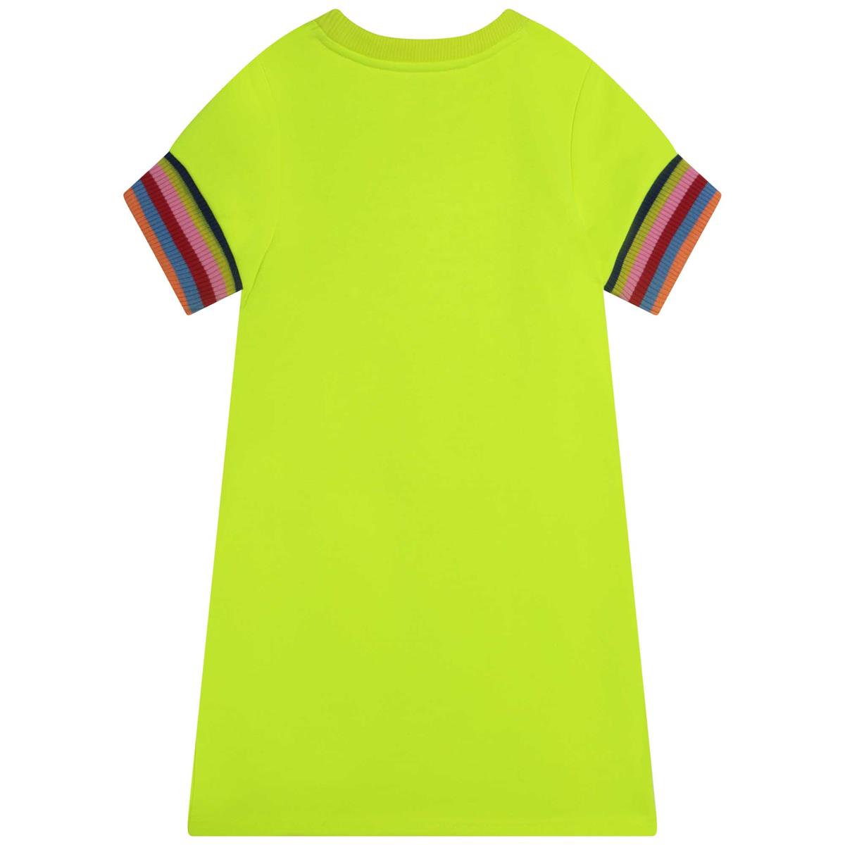 Girls Fluo Green Printed Dress