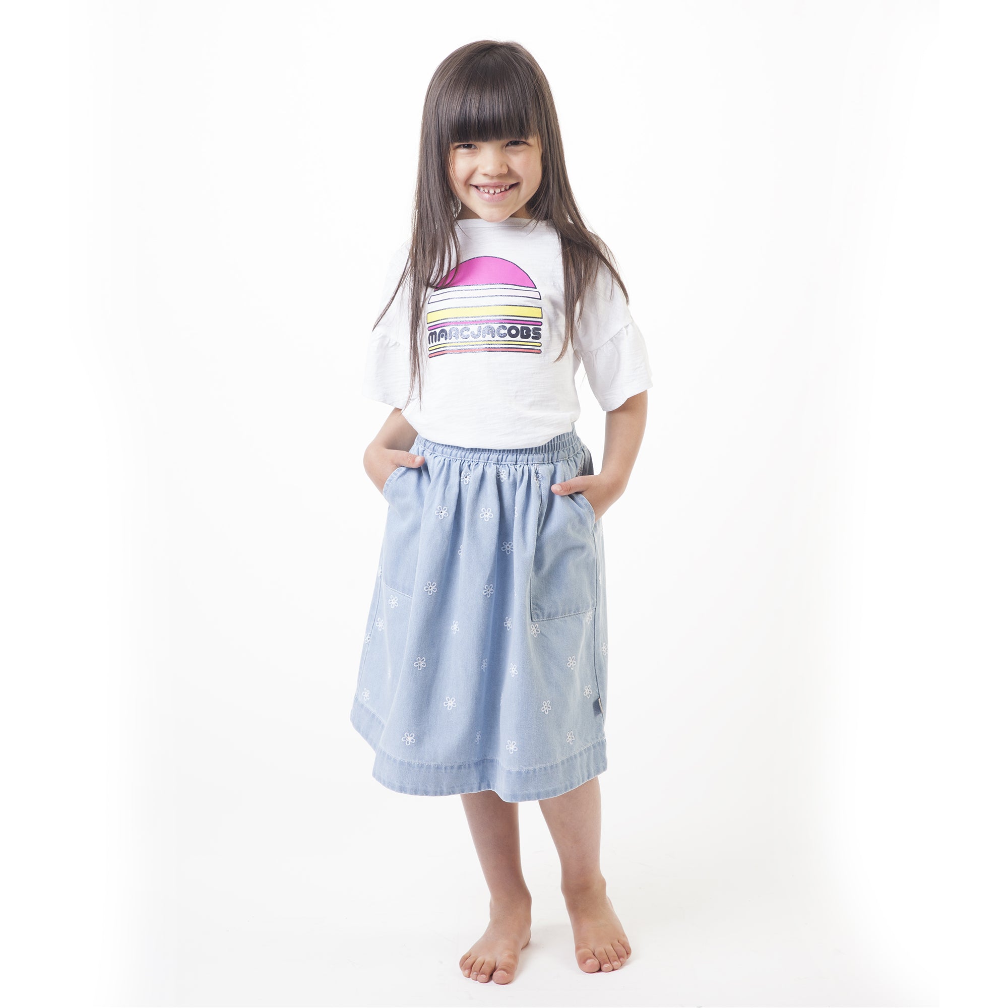 Girls Light Blue Cotton Skirt