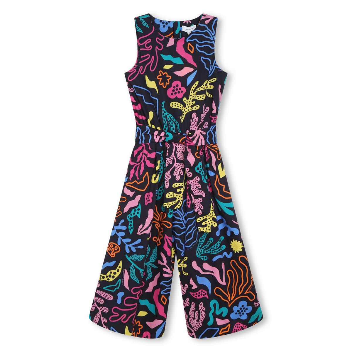 Girls Dark Navy Flower Jumpsuit