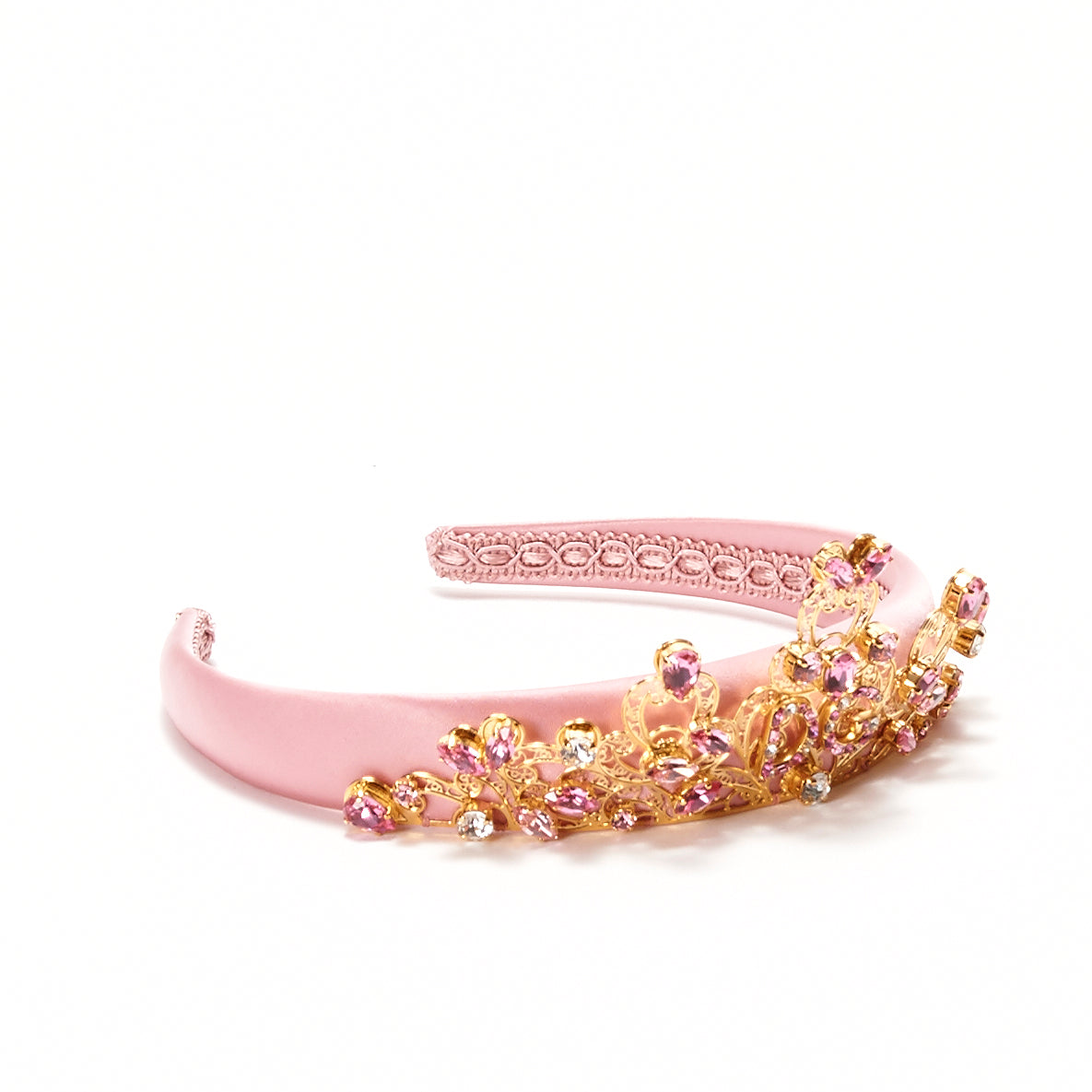 Girls Pink & Gold Crown Headband
