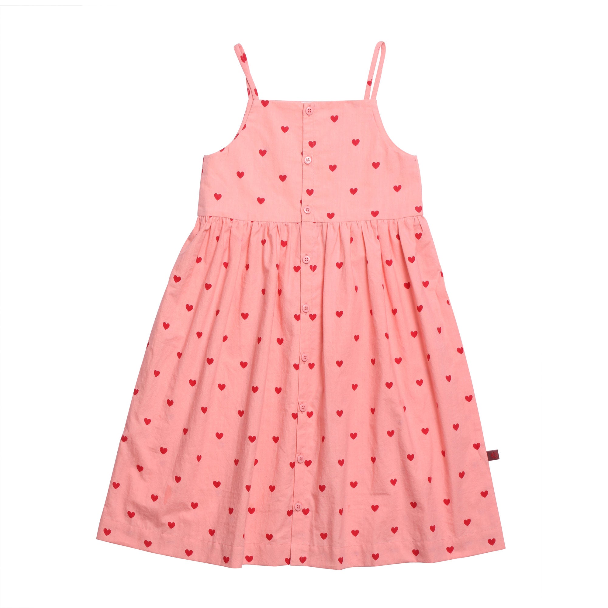 Girls Pink Heart Cotton Dress