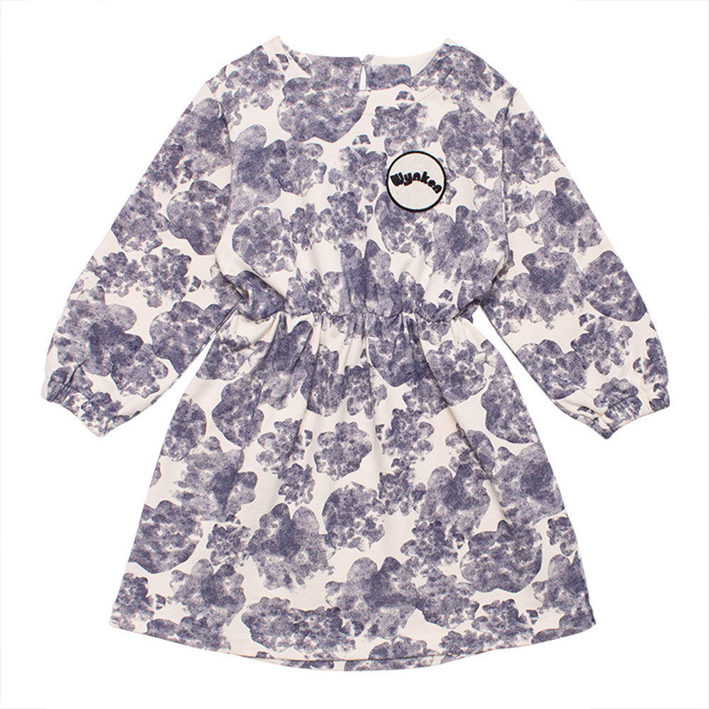 Girls Navy Printed Cotton Dress