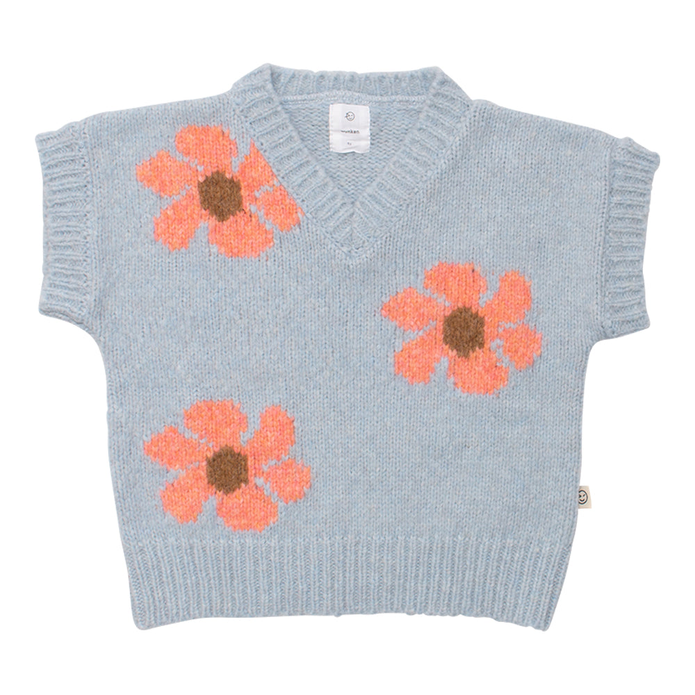Girls Pale Blue Flower Vest