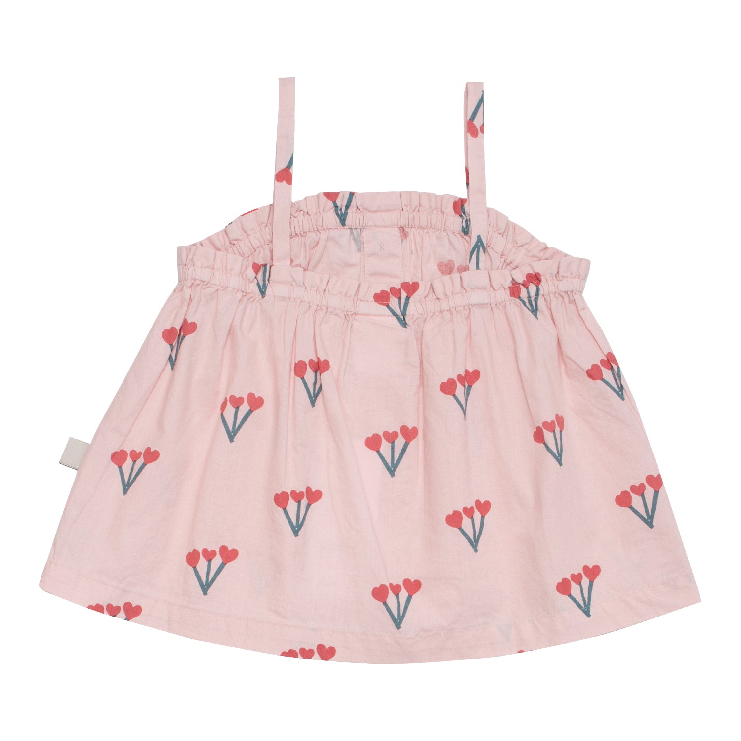 Girls Pink Flower Cotton Strap Top