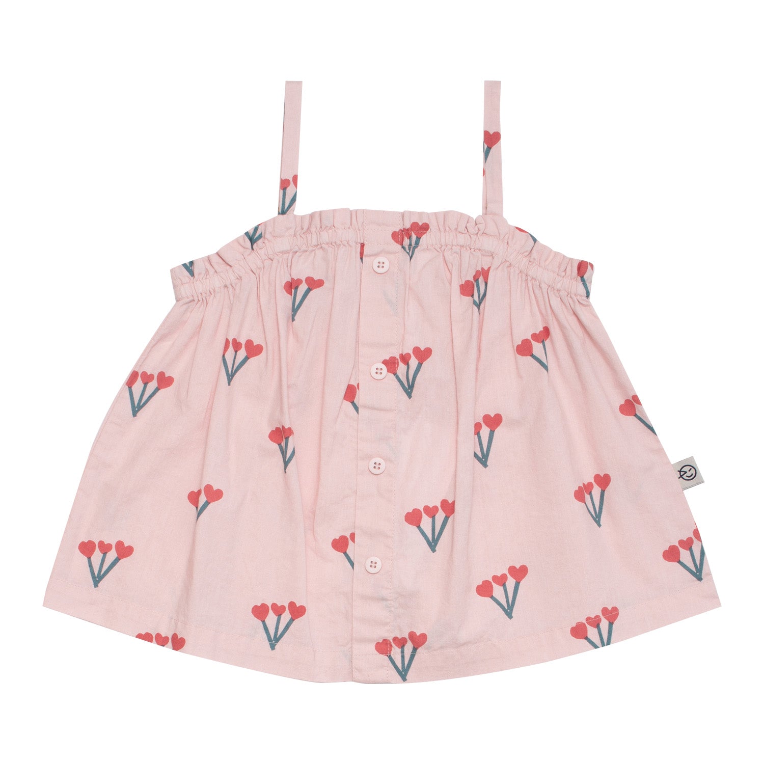 Girls Pink Flower Cotton Strap Top