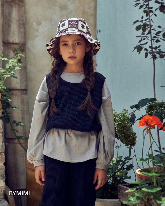 Girls Navy Logo Corduroy Vest