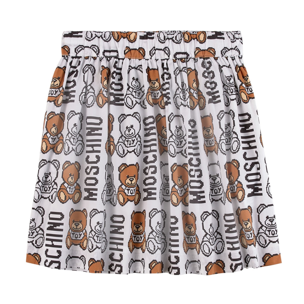 Girls White Teddy Cotton Skirt