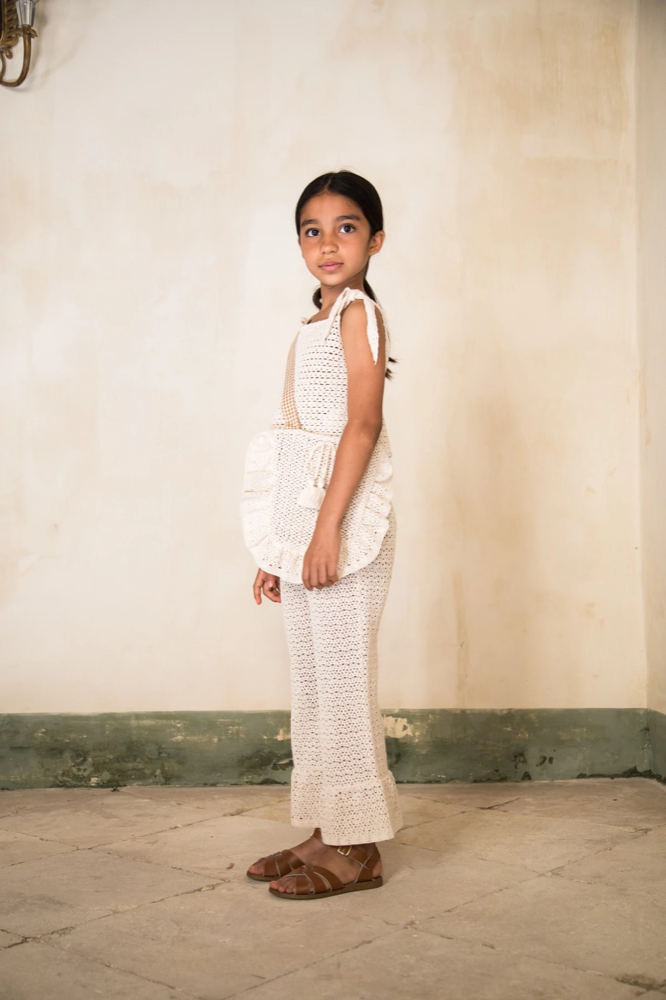 Girls White Cotton Trousers
