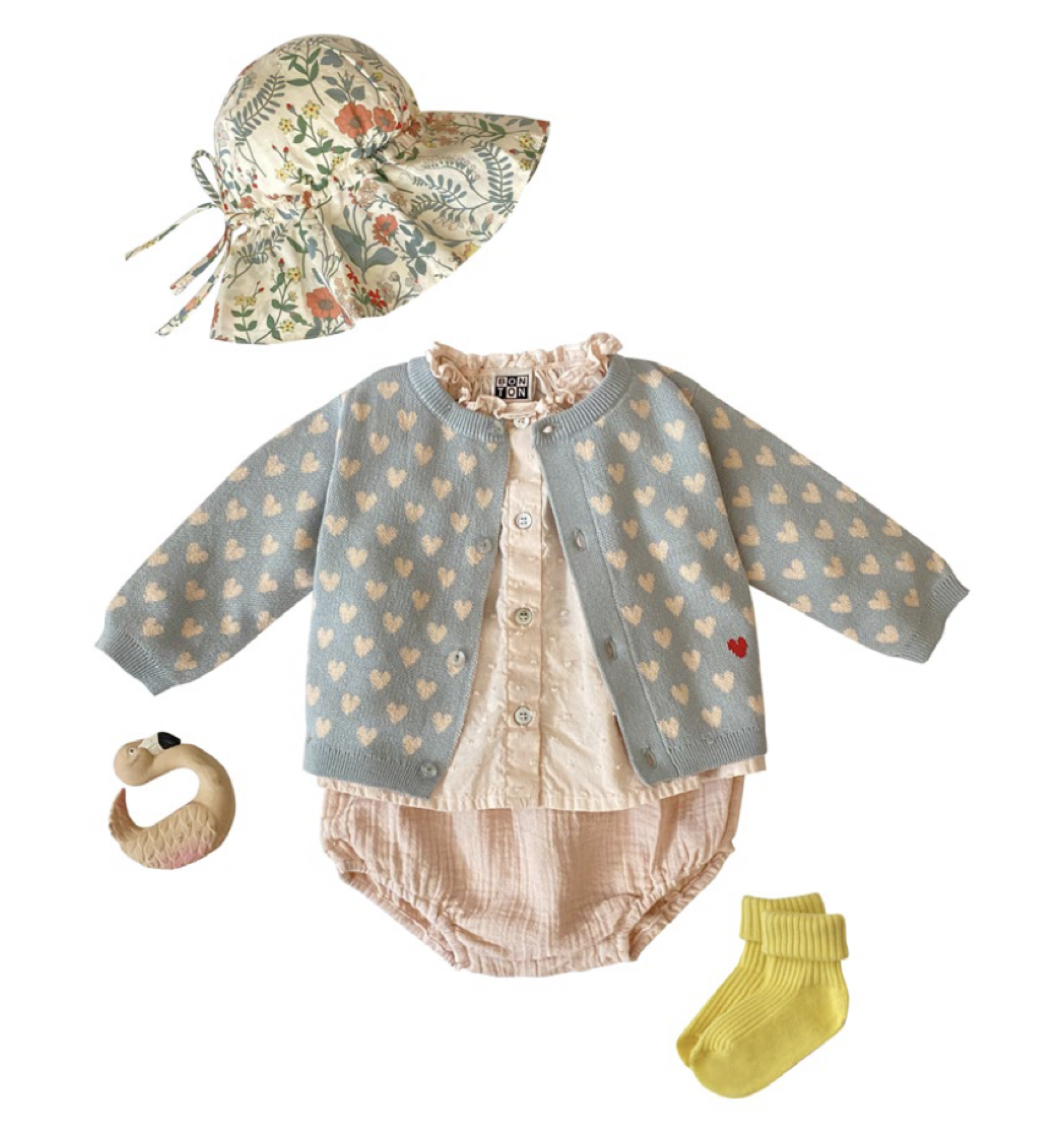 Baby Girls Blue Heart Cotton Cardigan