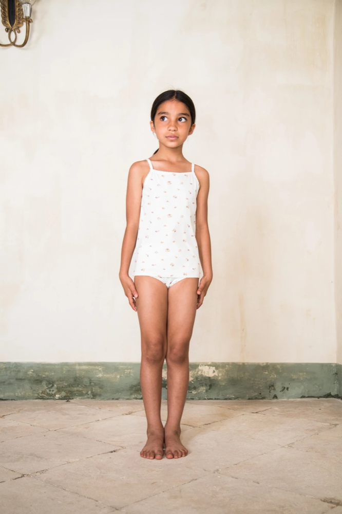 Girls White Cotton Vest