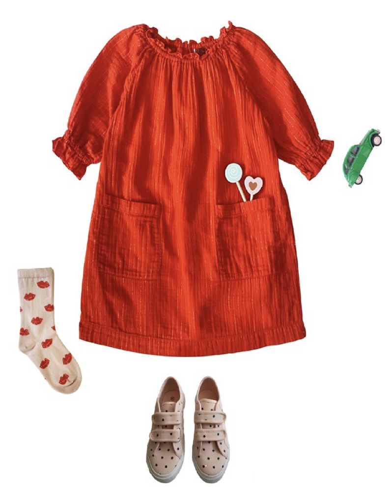 Girls Red Cotton Dress