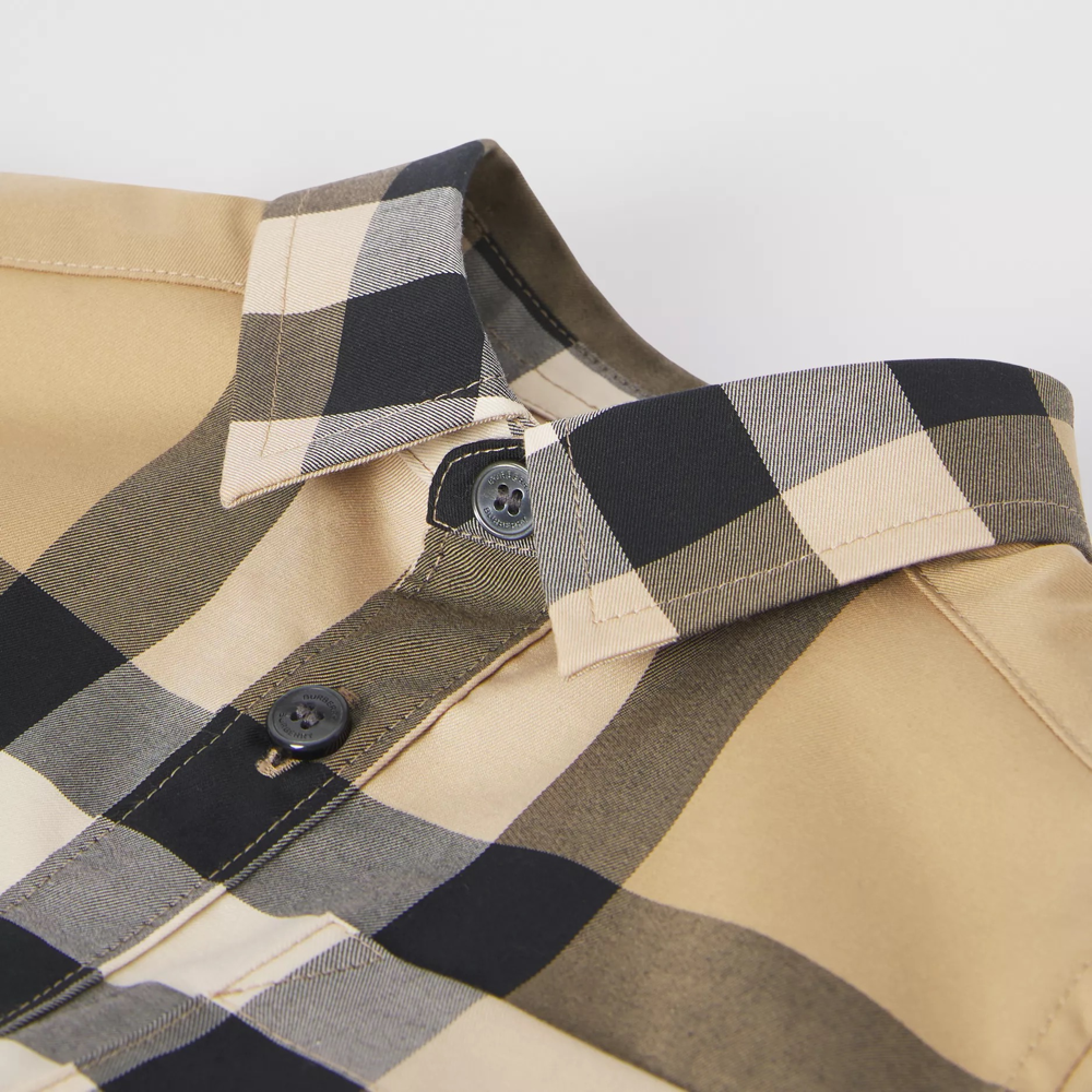 Baby Boy & Girls Beige Check Cotton Shirts