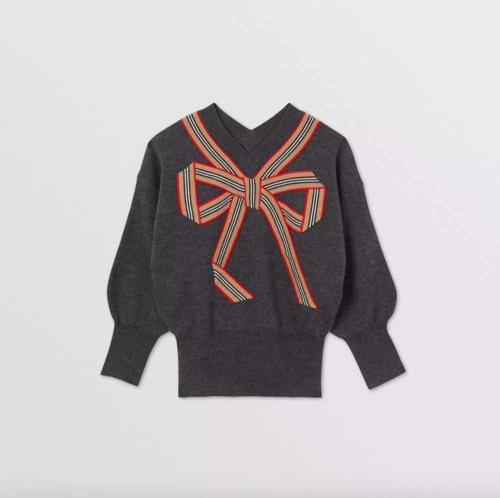 Girls Grey Bow Jumper