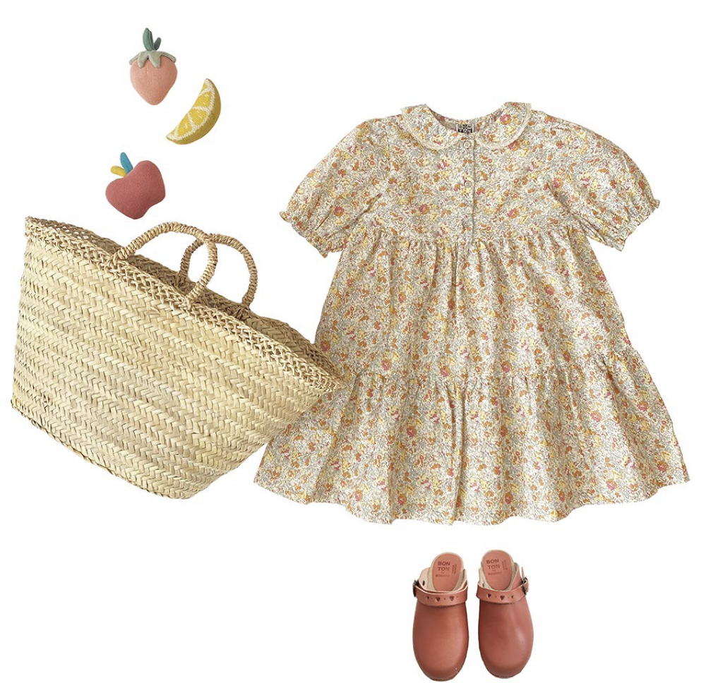 Girls Yellow Floral Cotton Dress