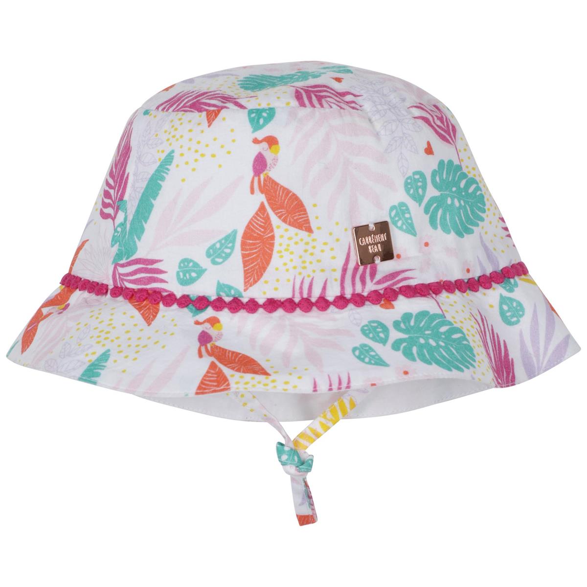Girls White Printed Sun Hat