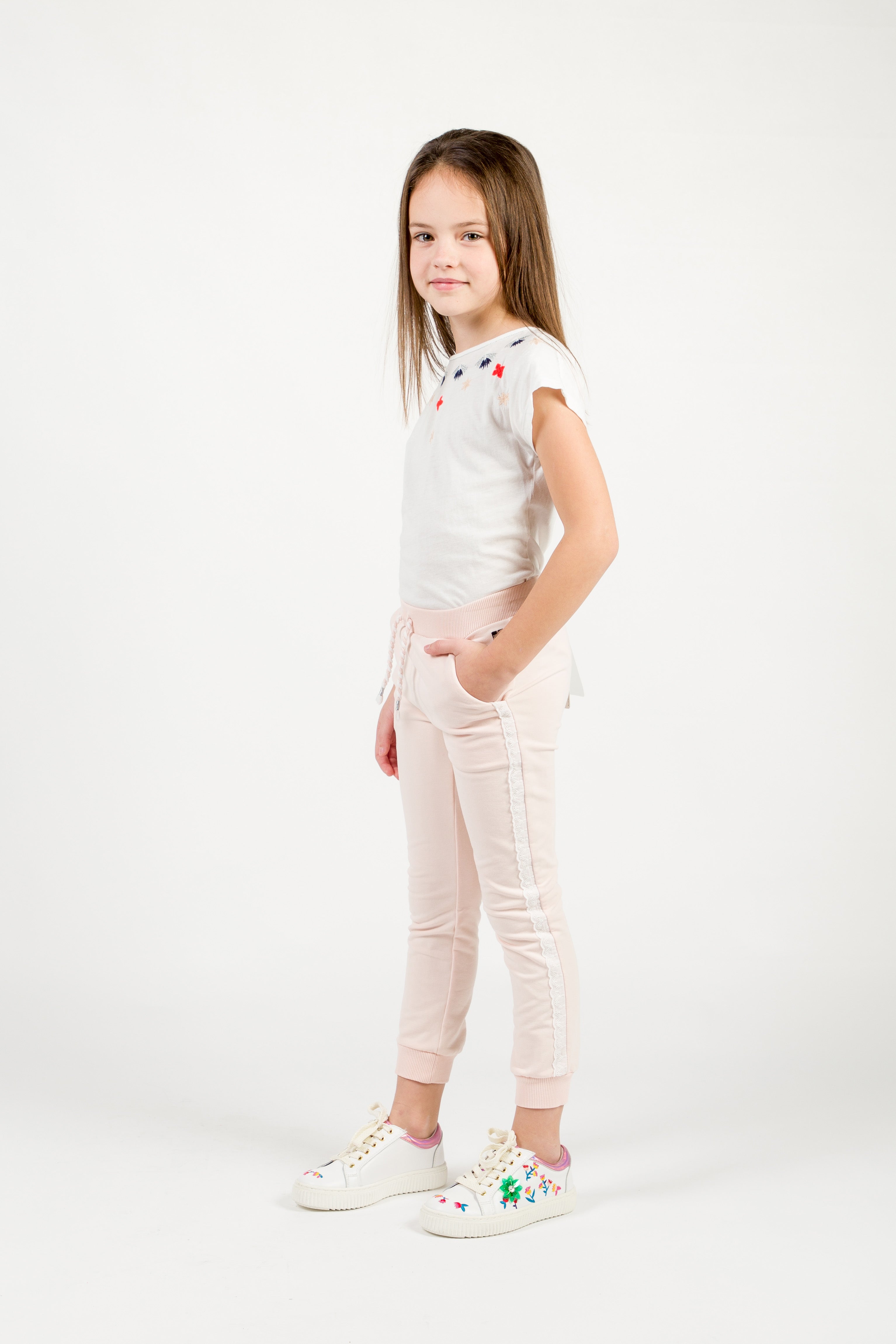 Girls Light Pink Cotton Trousers
