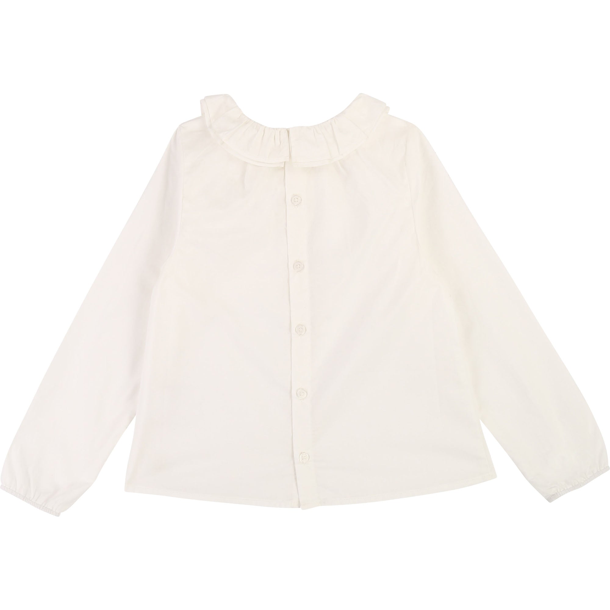 Girls White Ruffle Collar Cotton Blouse