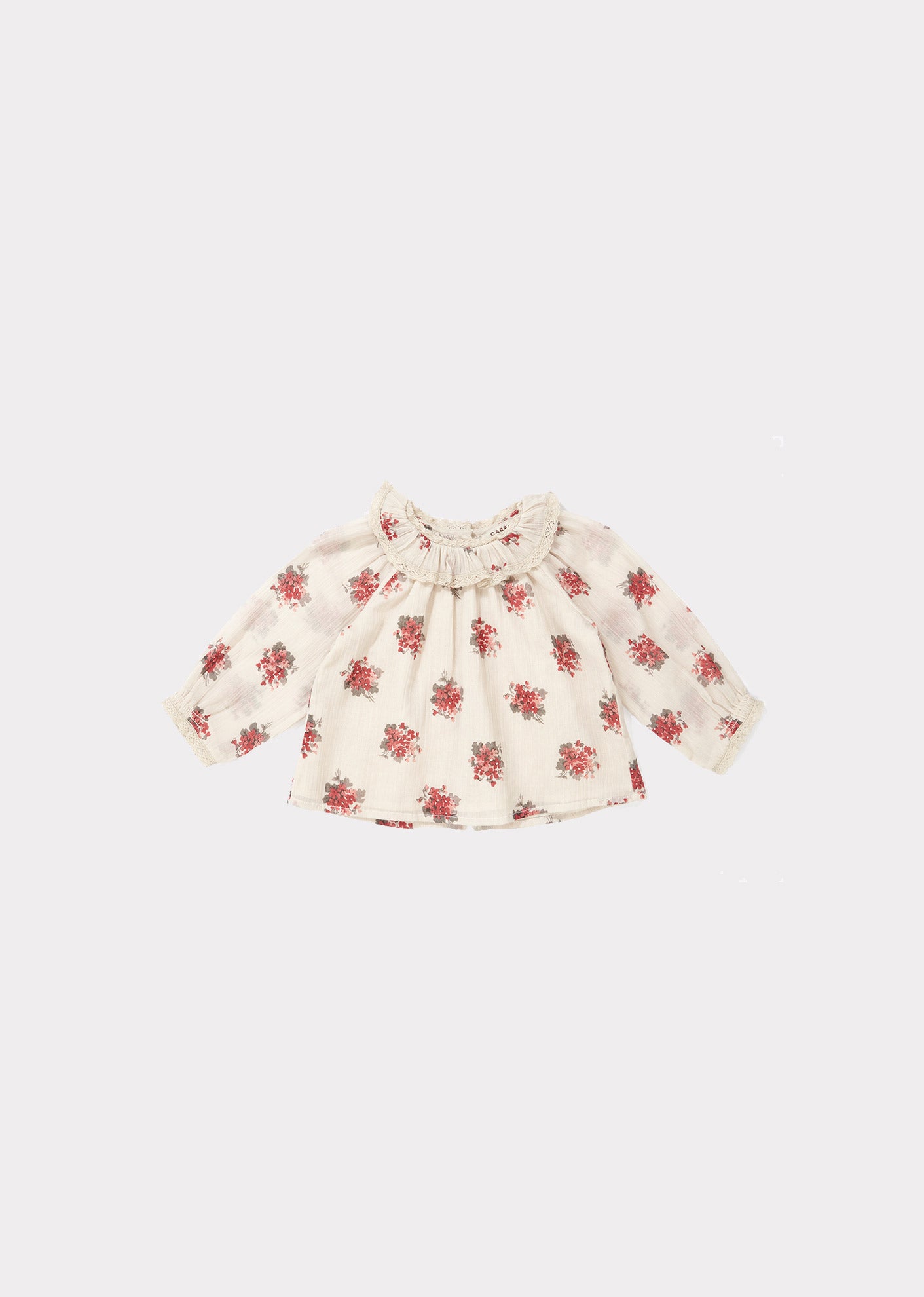 Baby Girls Cream Flower Printed Cotton Top