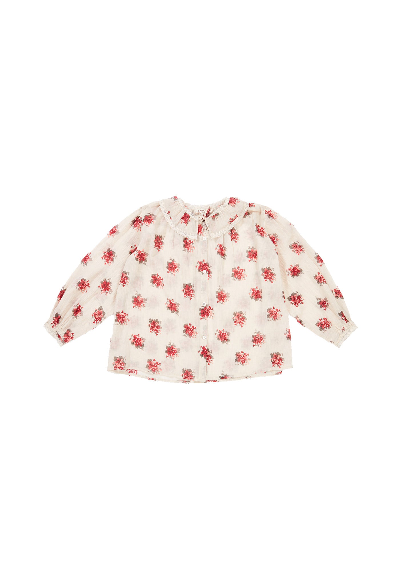 Girls Cream Flower Printed Cotton Top