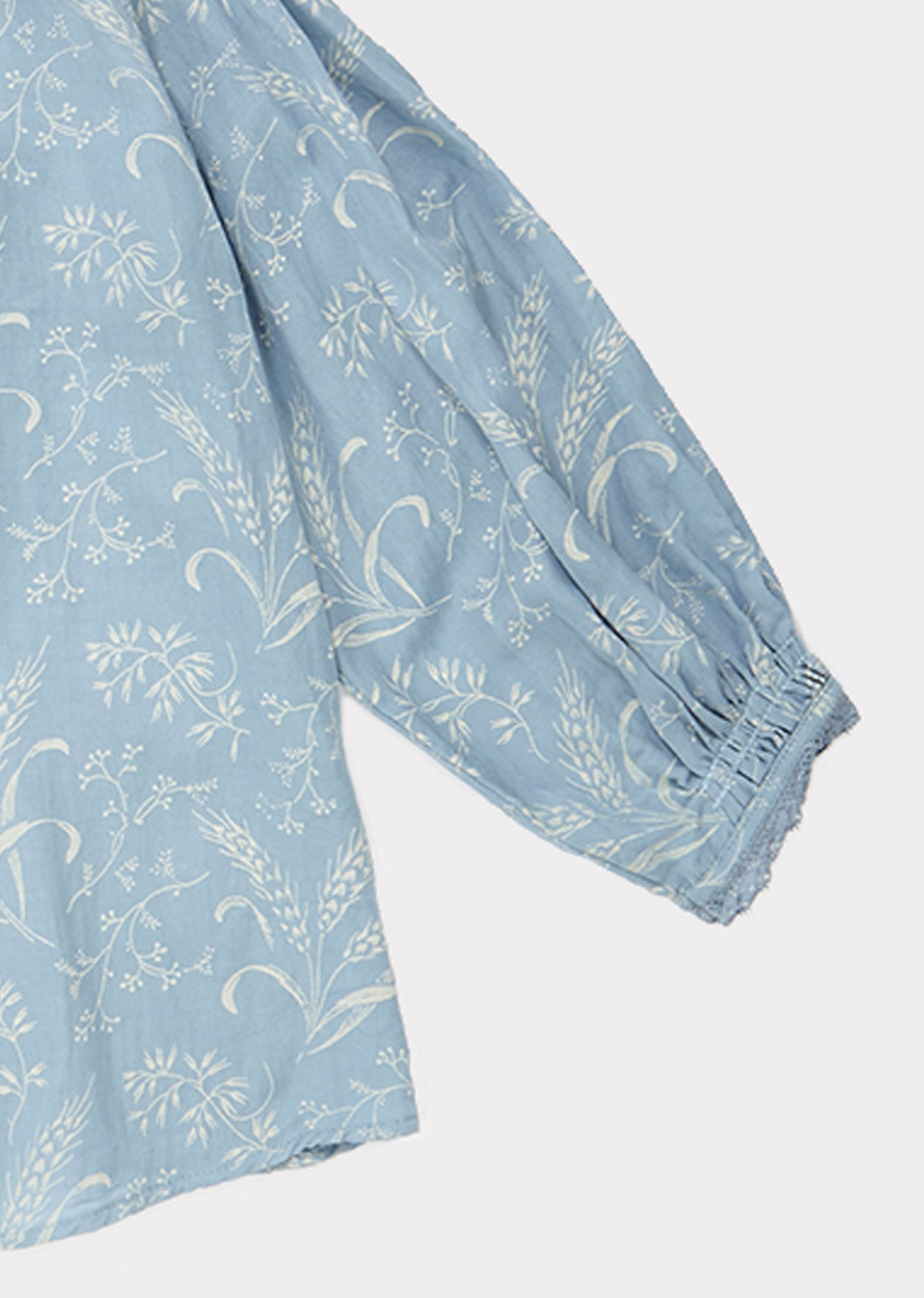 Baby Girls Blue Flower Printed Cotton Top