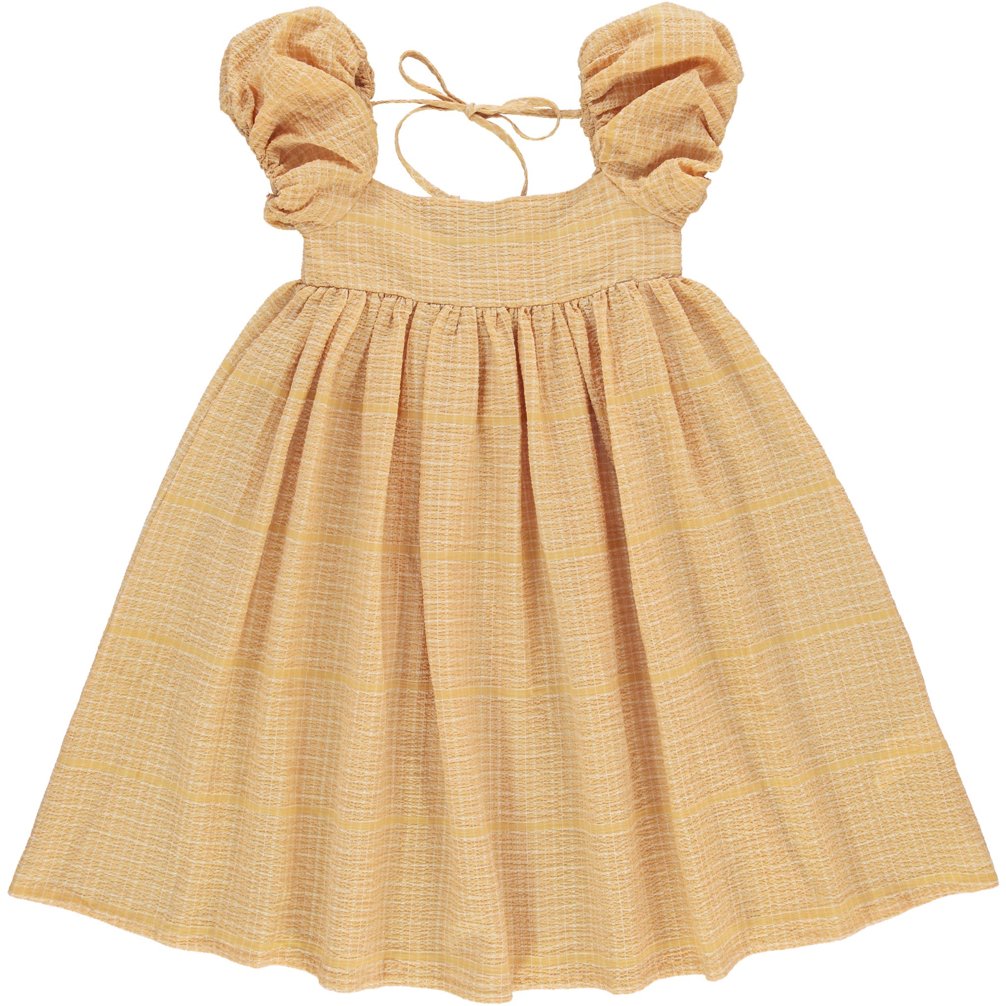 Girls Yellow Check Cotton Dress