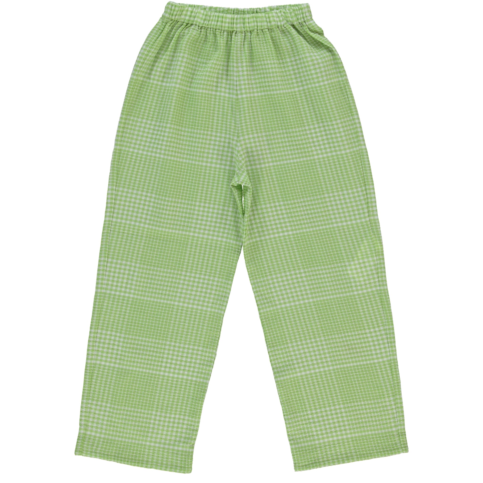 Girls Green Check Cotton Trousers