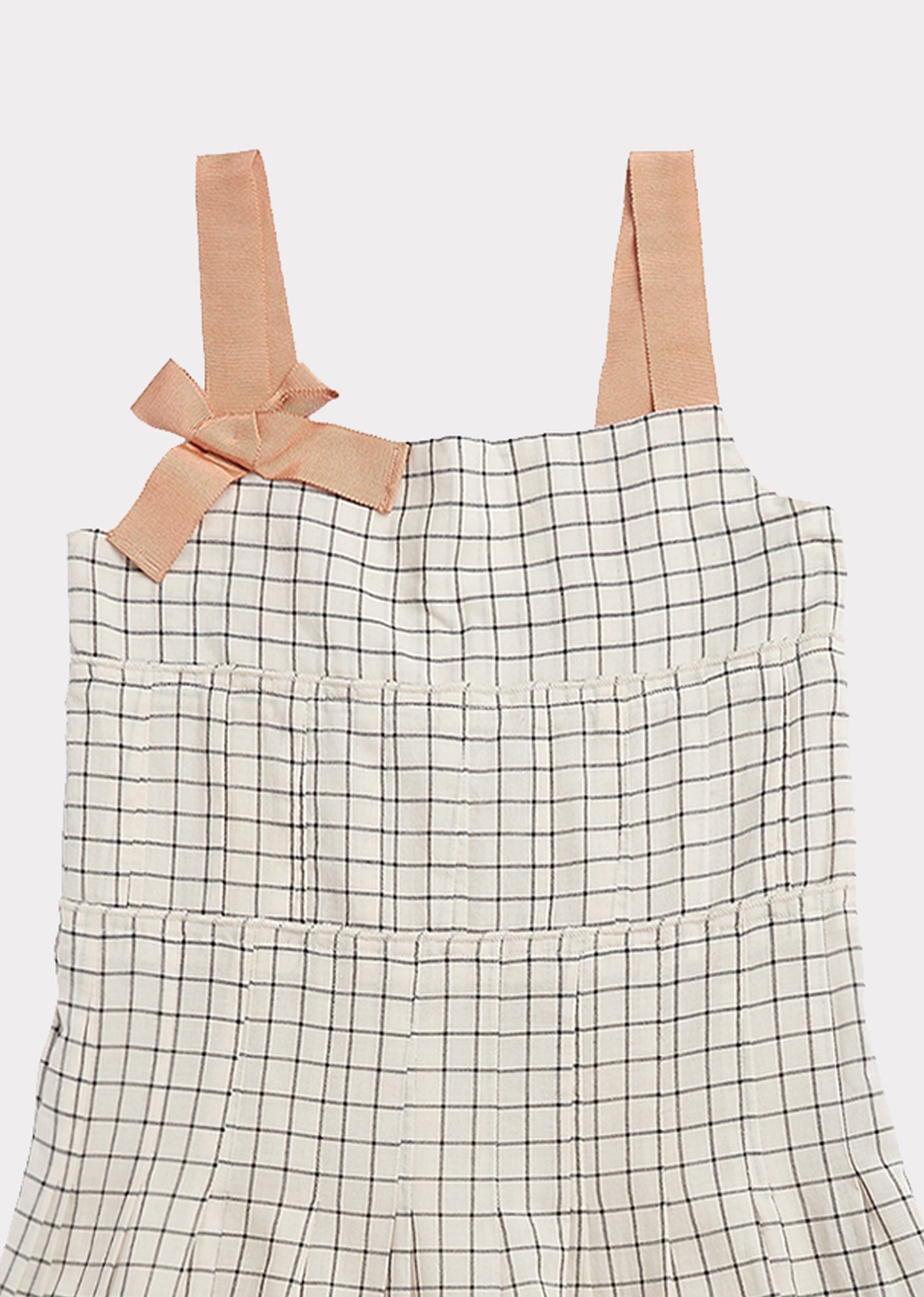 Girls Black & Cream Check Cotton Dress