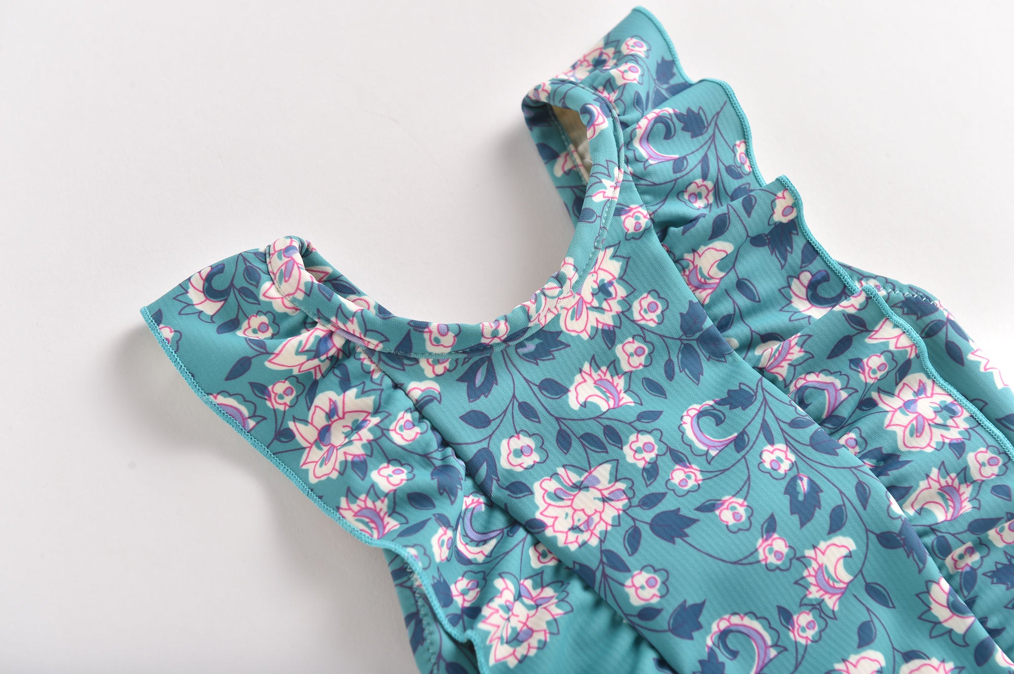 Girls Emerald Flowers Swimsuit