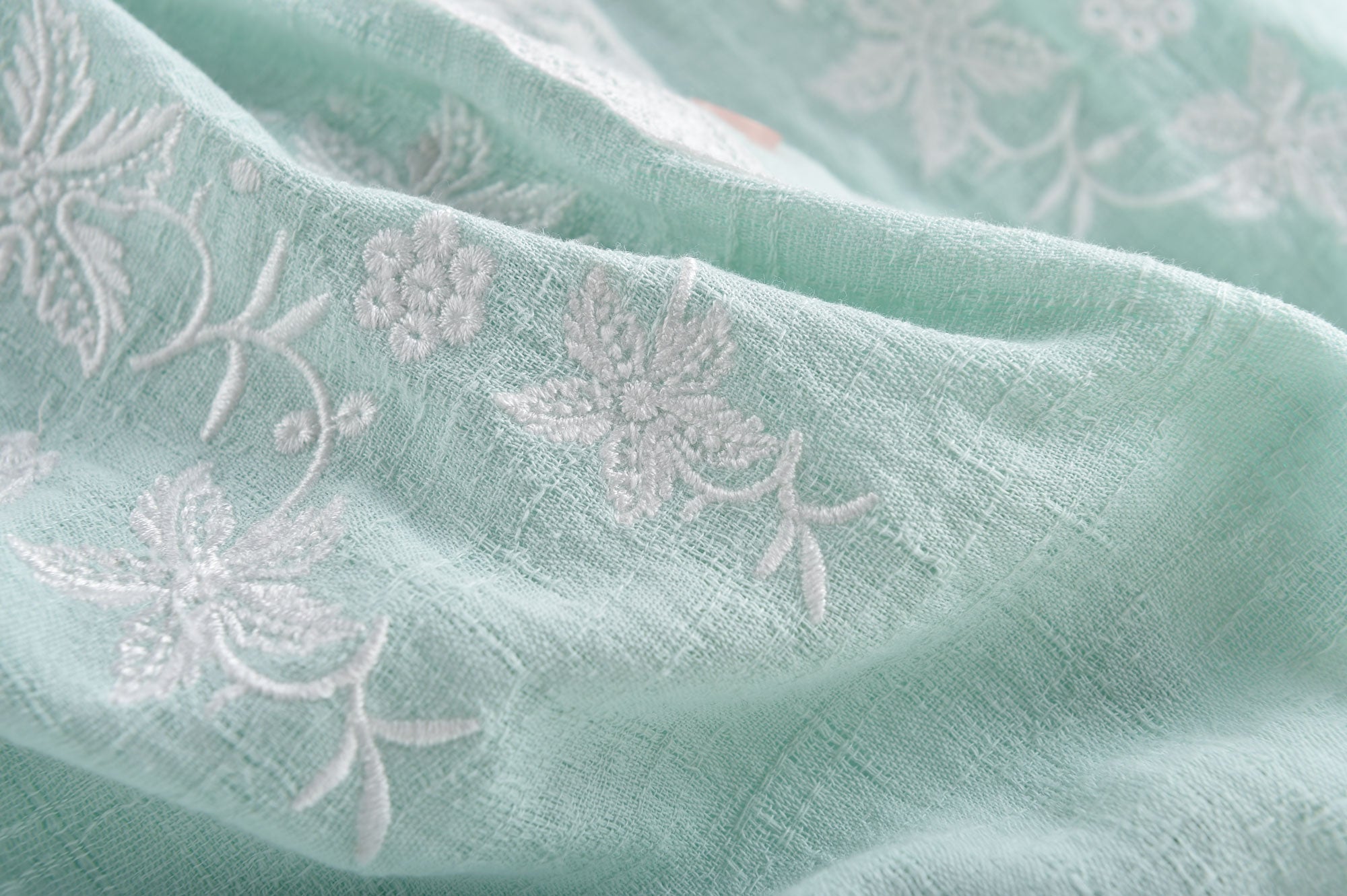 Girls Cyan Embroidered Cotton Dress