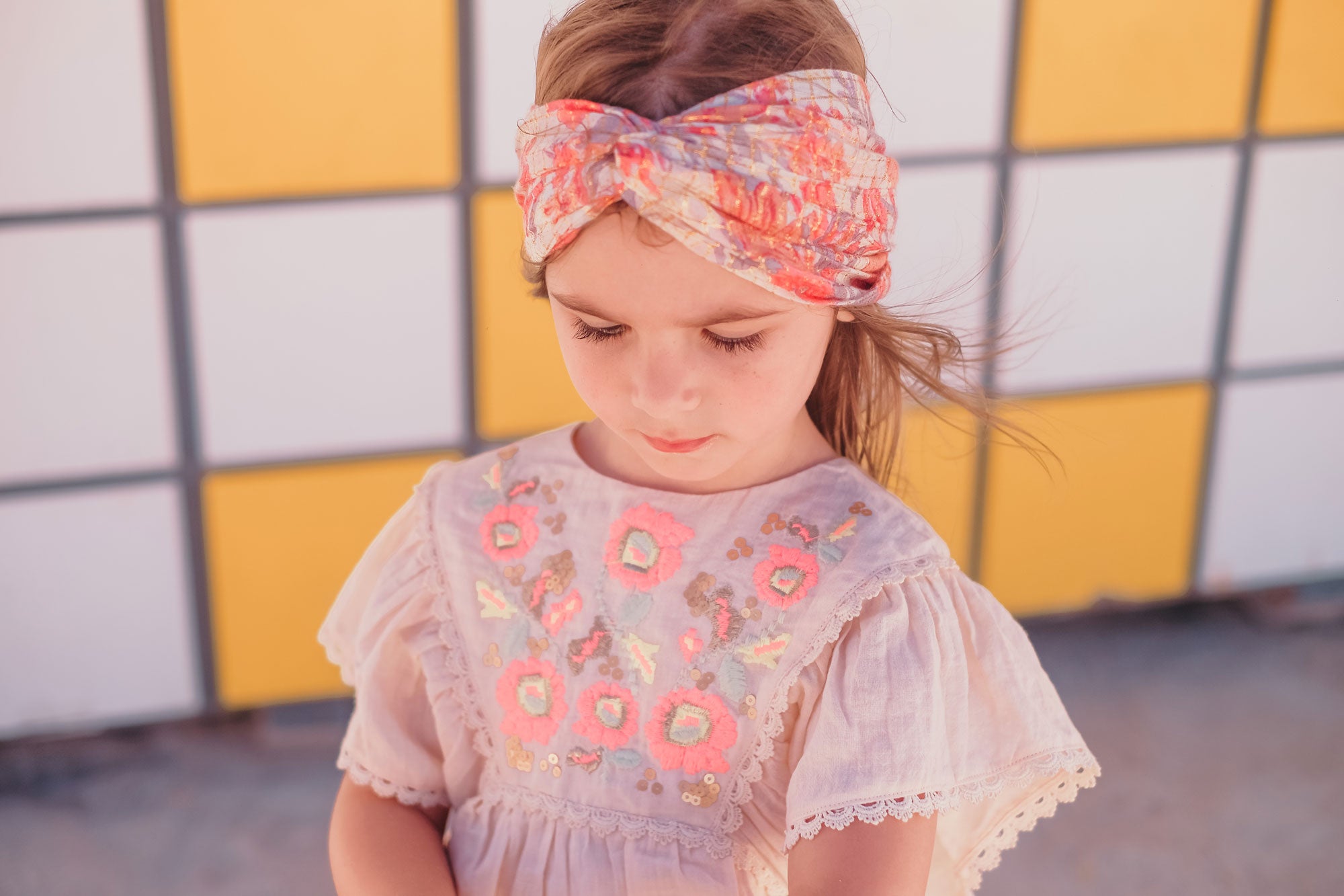 Girls Pink Flowers Headband