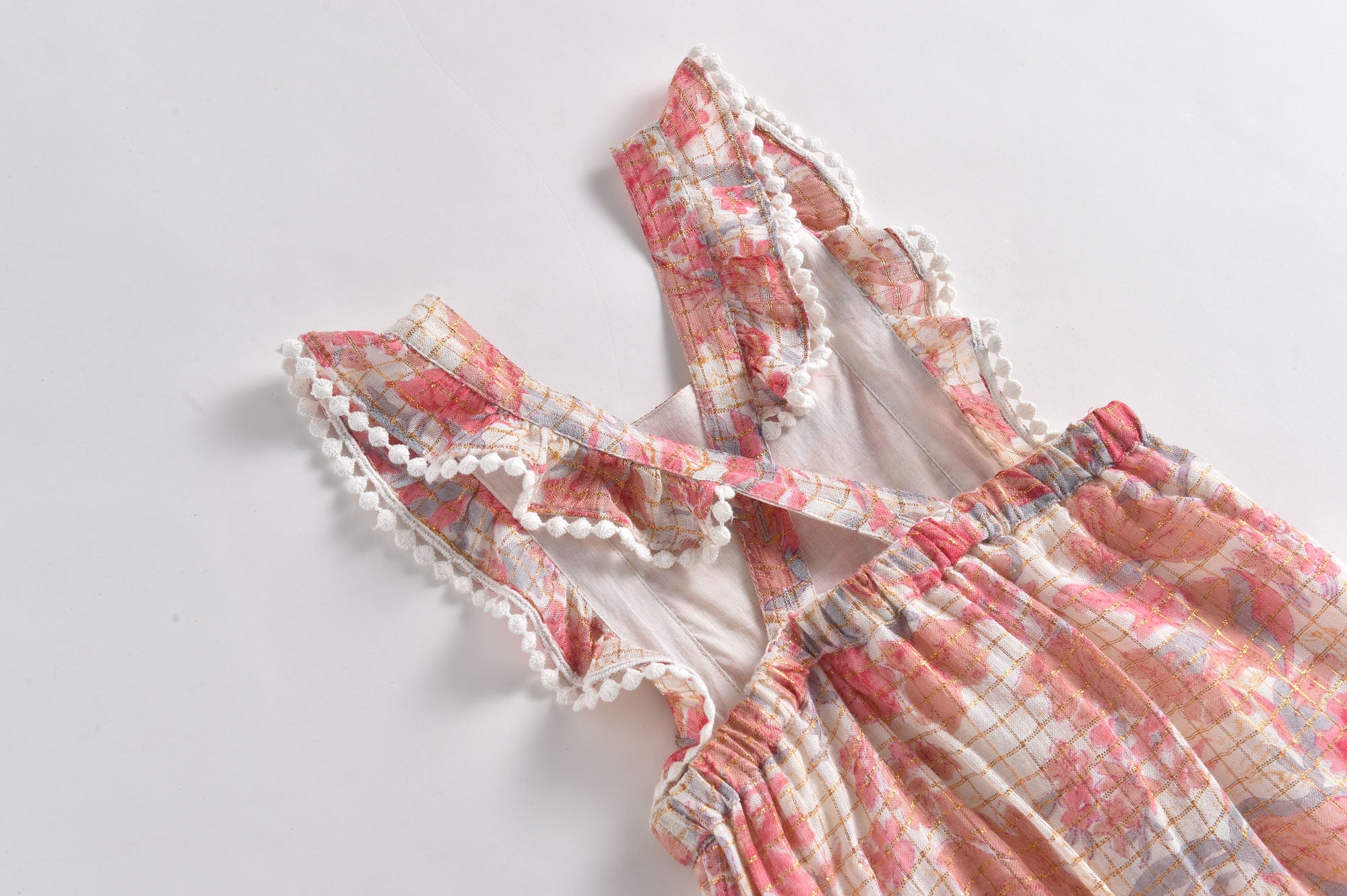 Girls Pink Flowers Jumpsuit