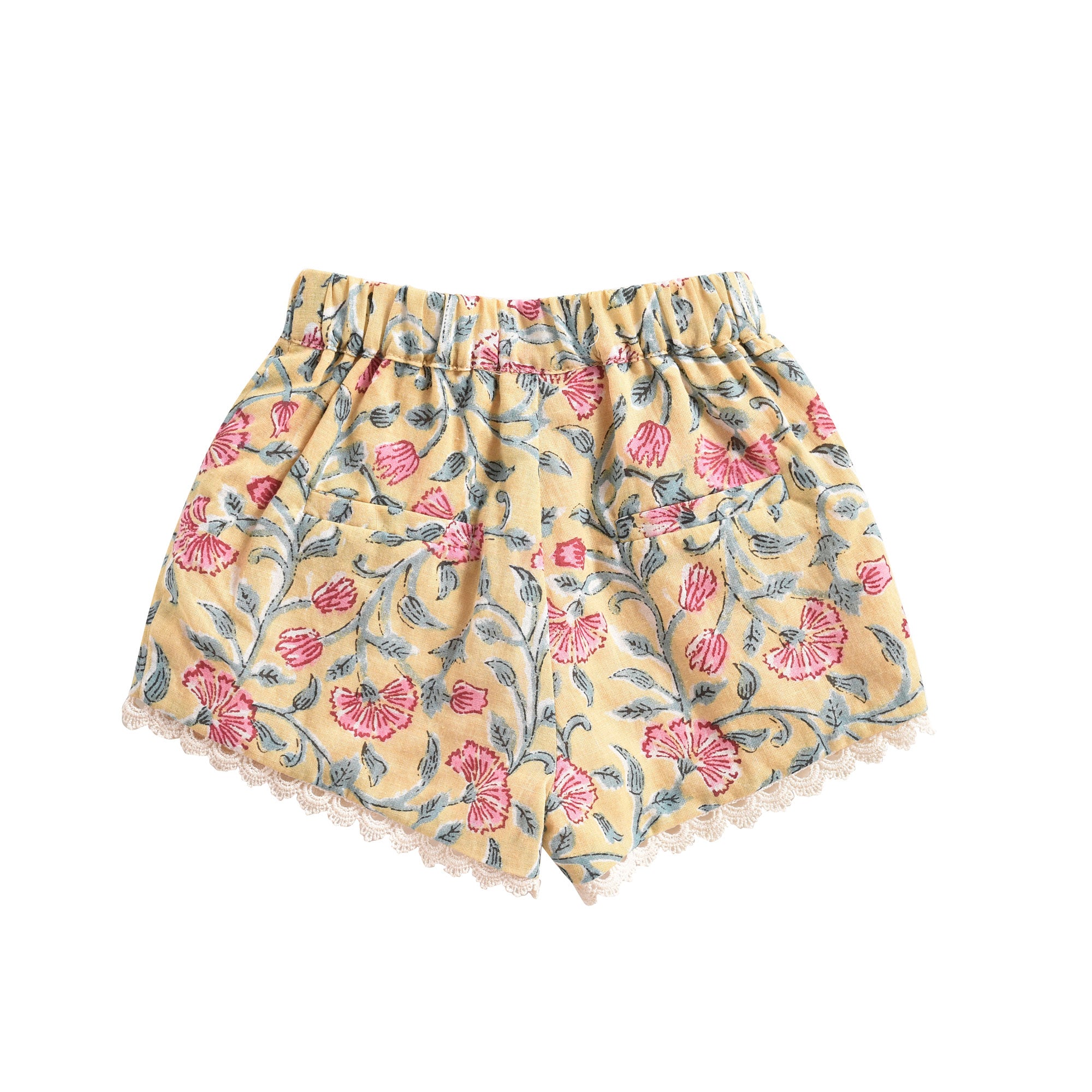 Girls Lemon Flowers Cotton Shorts