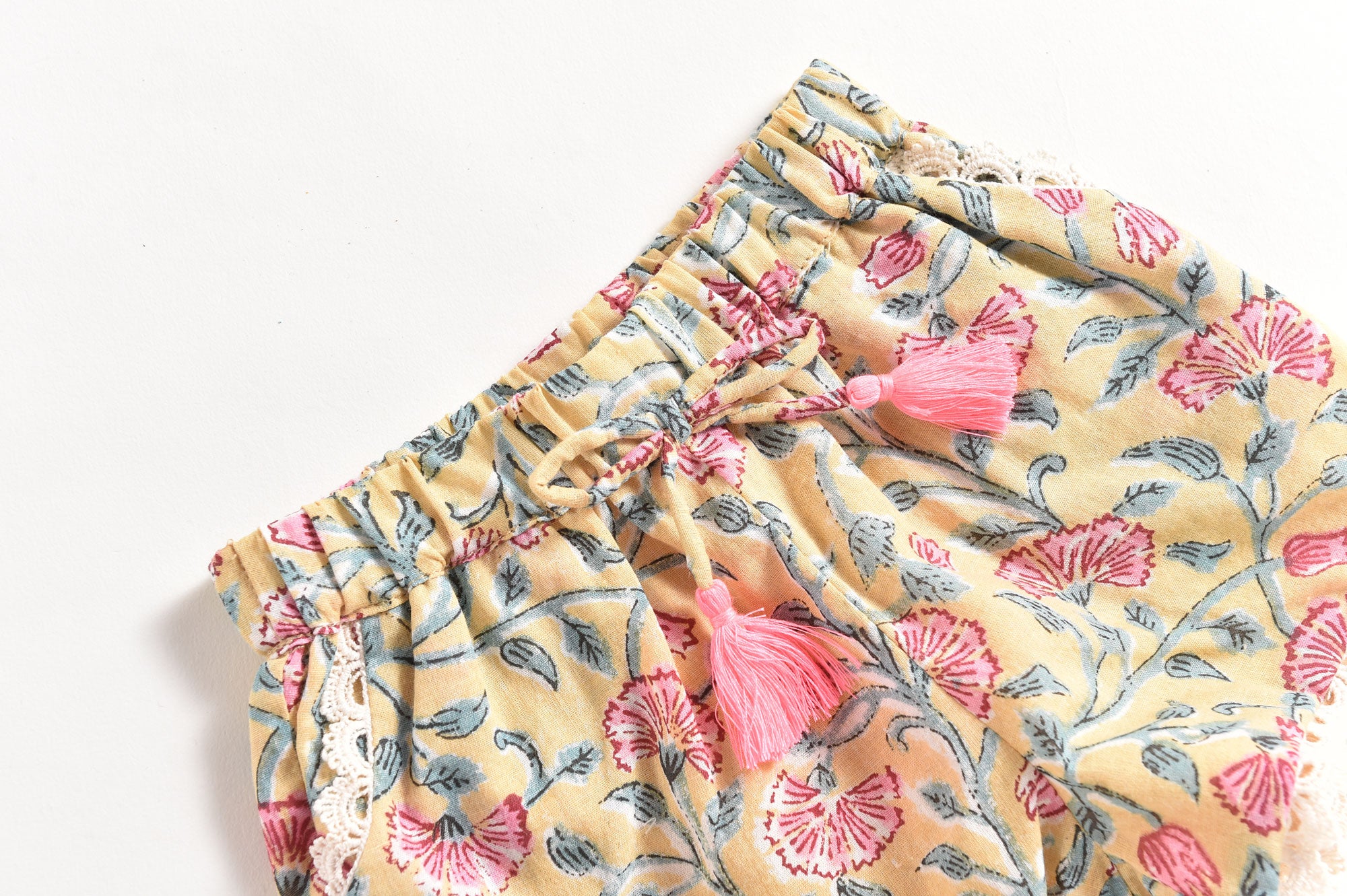 Girls Lemon Flowers Cotton Shorts