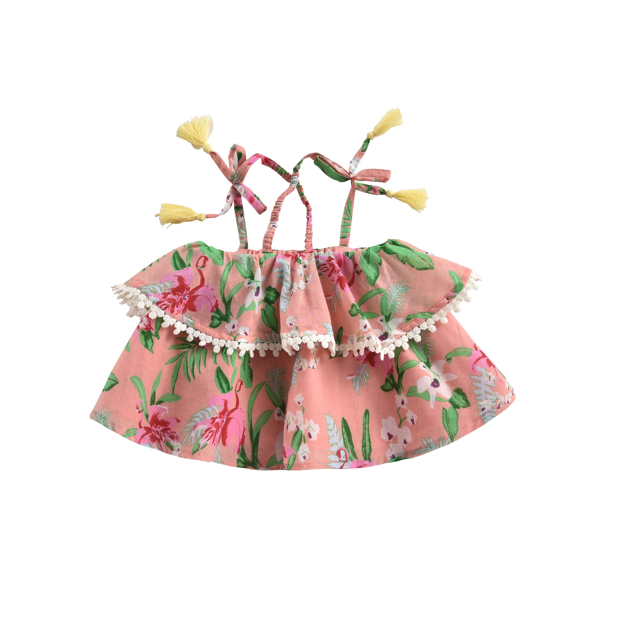 Girls Pink Flowers Cotton Top