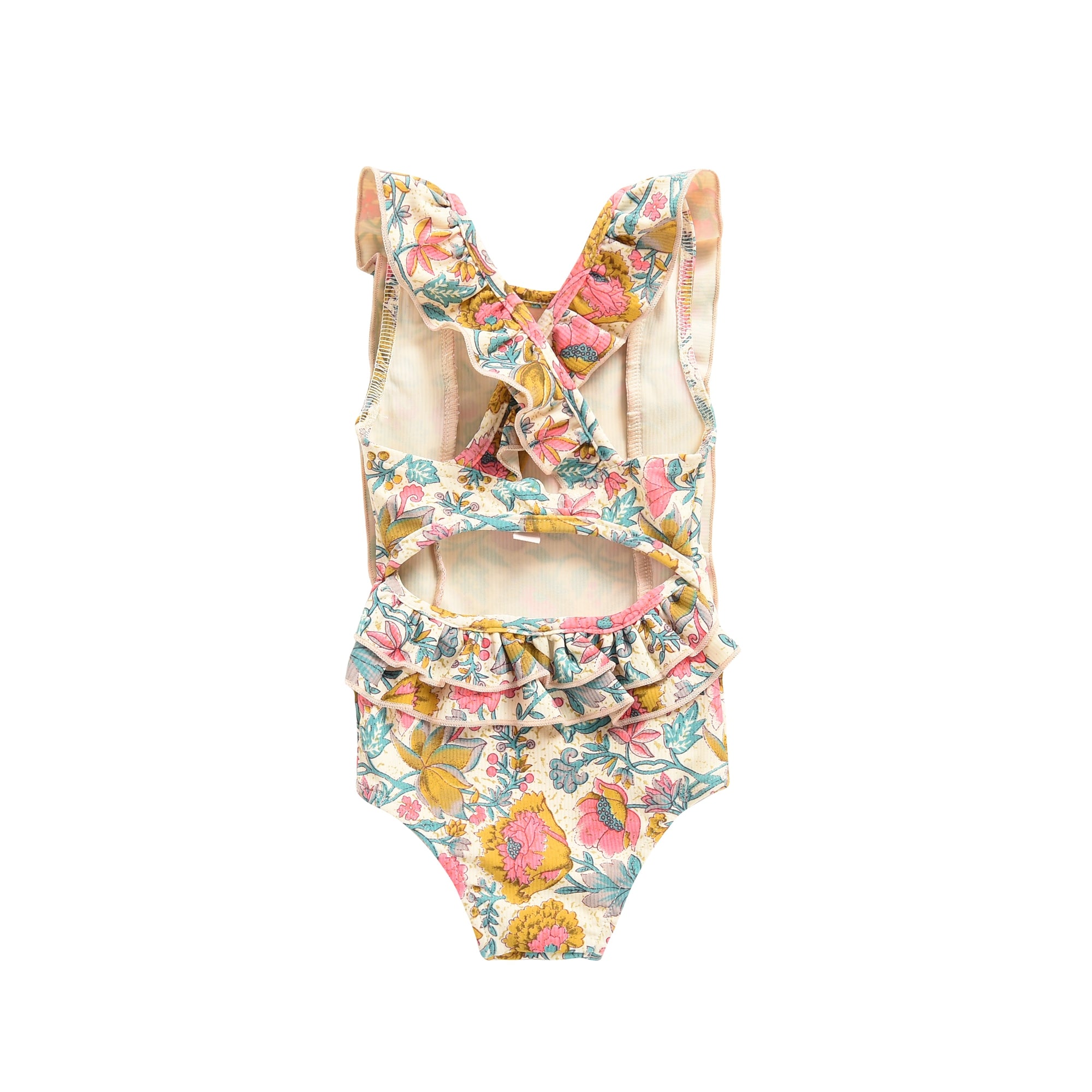 Girls Multi Flowers Bathing Suit