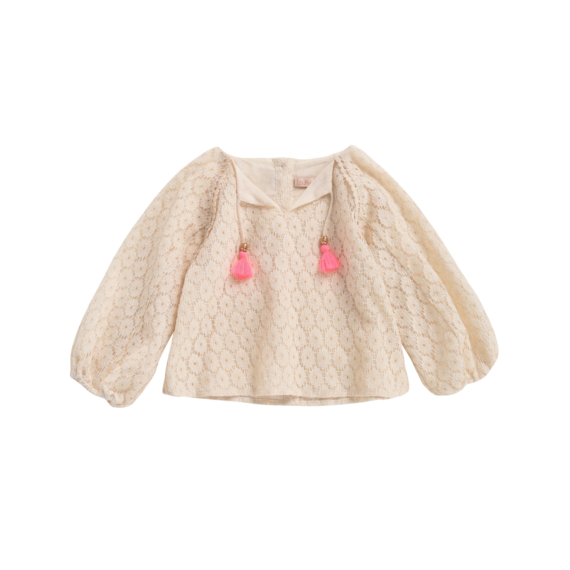 Girls Cream Flower Lace Blouse