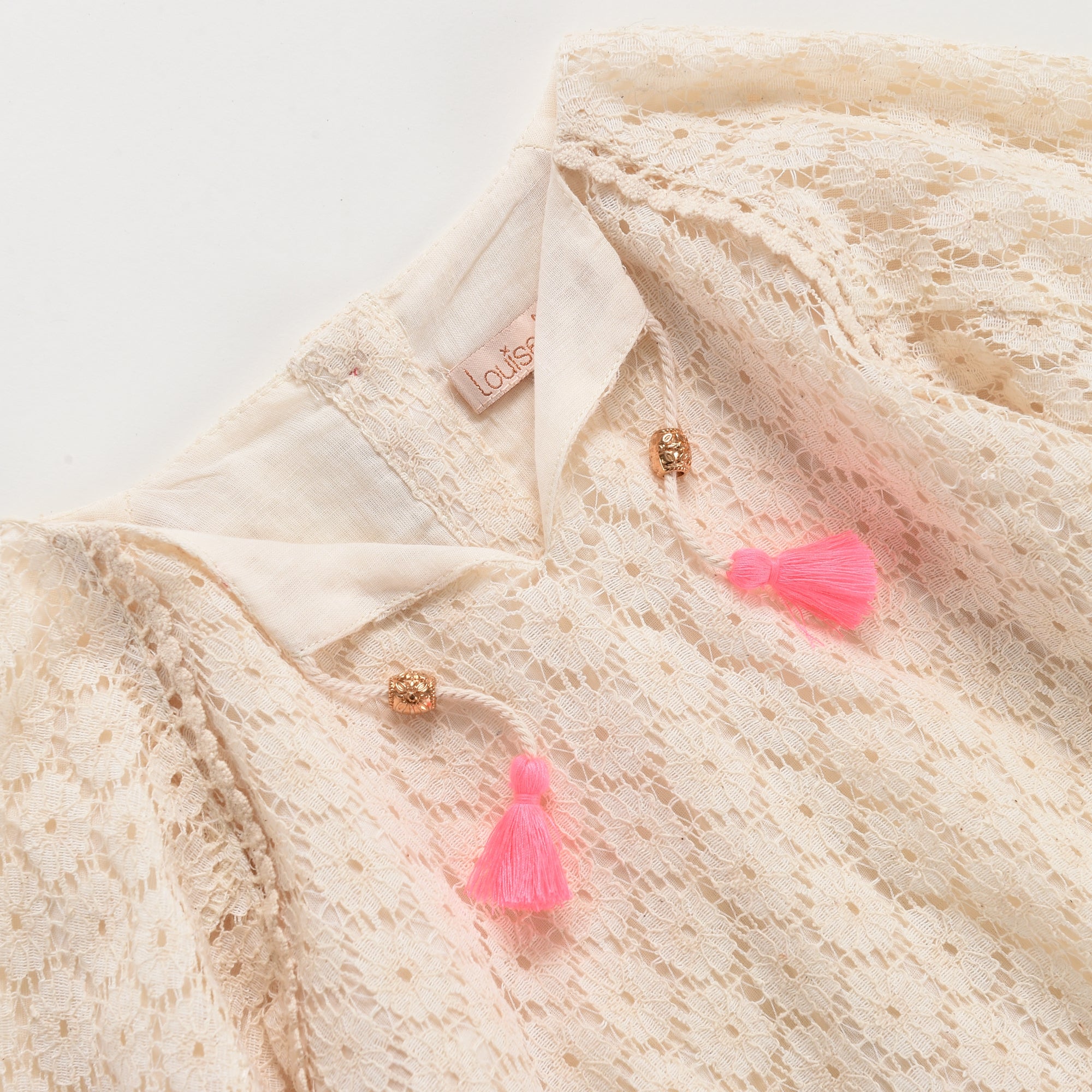 Girls Cream Flower Lace Blouse